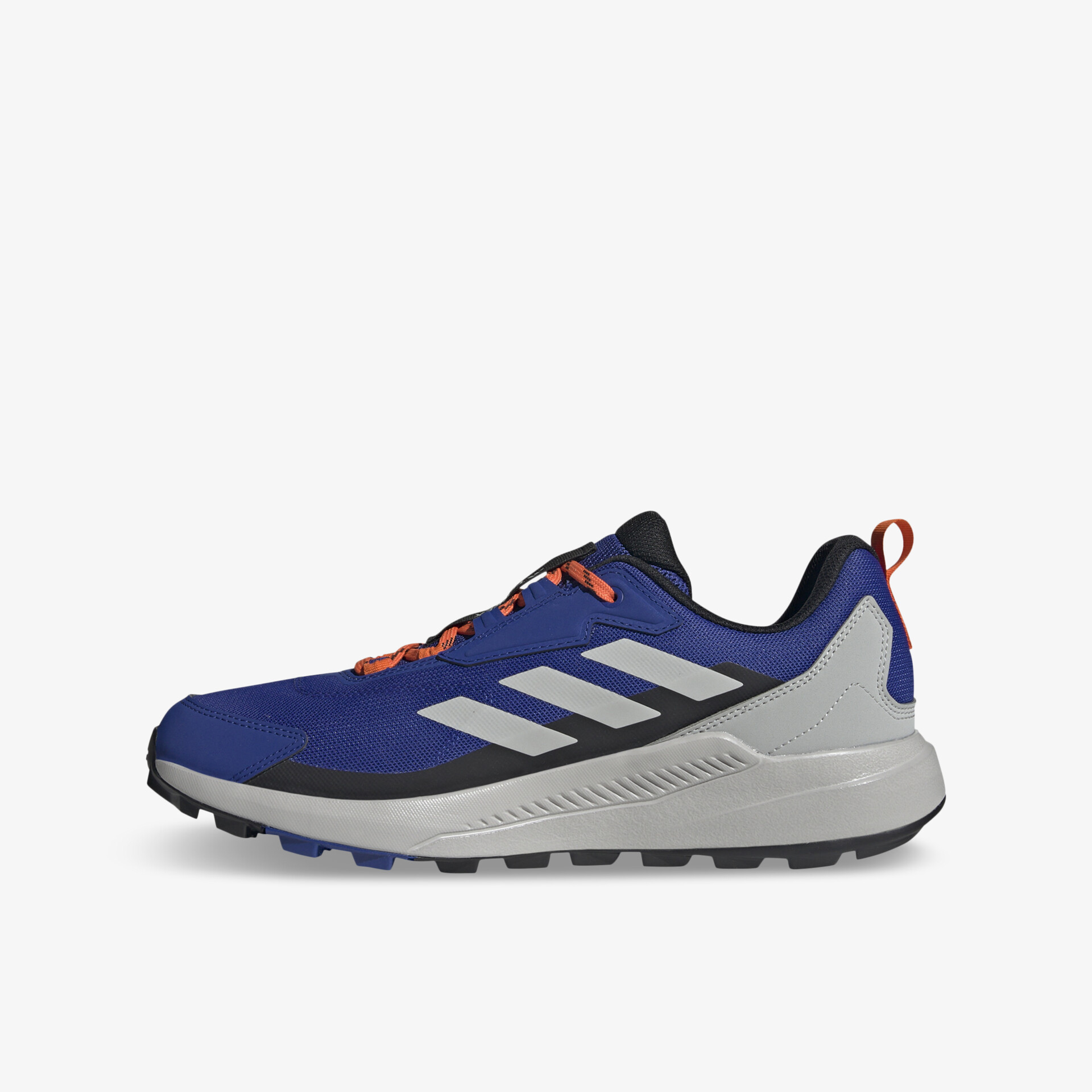 Seitliche Ansicht eines robusten, leichten Sportschuhs mit rutschfester Sohle und atmungsaktivem Obermaterial