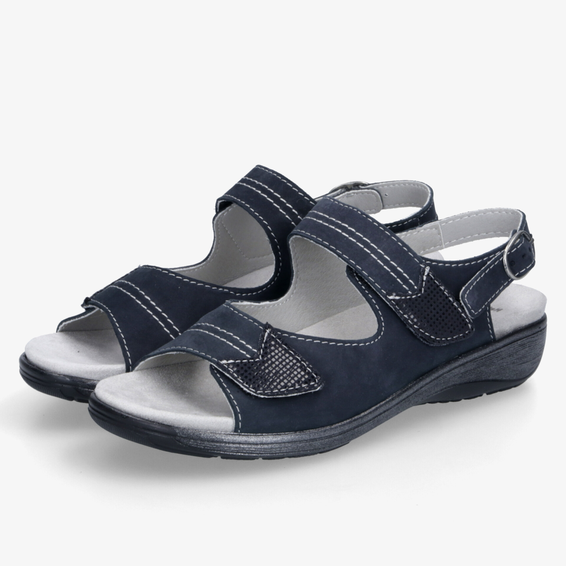 Sandaletten in navy blau mit weicher, flexibler Sohle und verstellbaren Klettverschlüssen für optimalen Komfort
