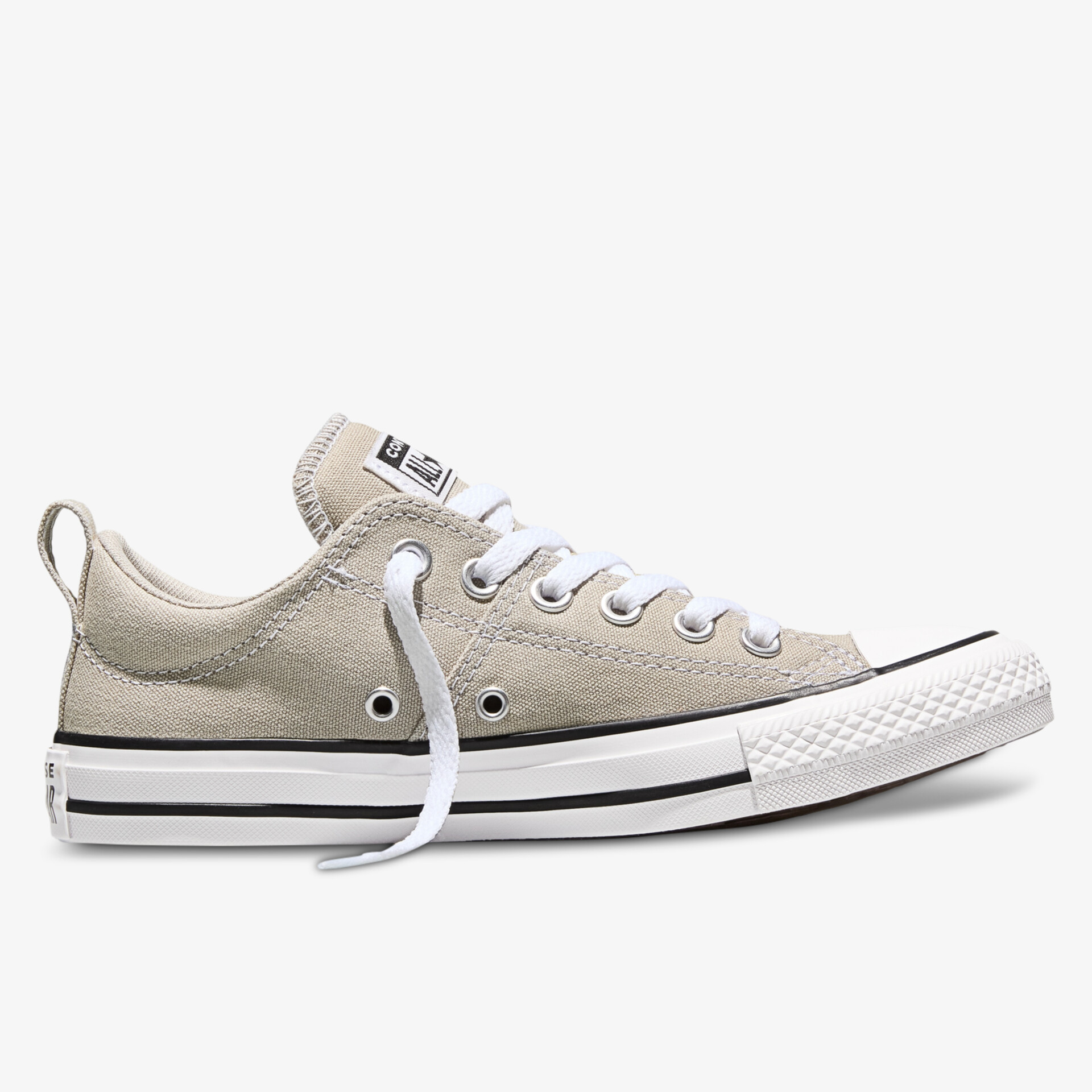 seitlich Ansicht eines leichten Sneaker mit robuster Gummisohle und klassischer Schnürung