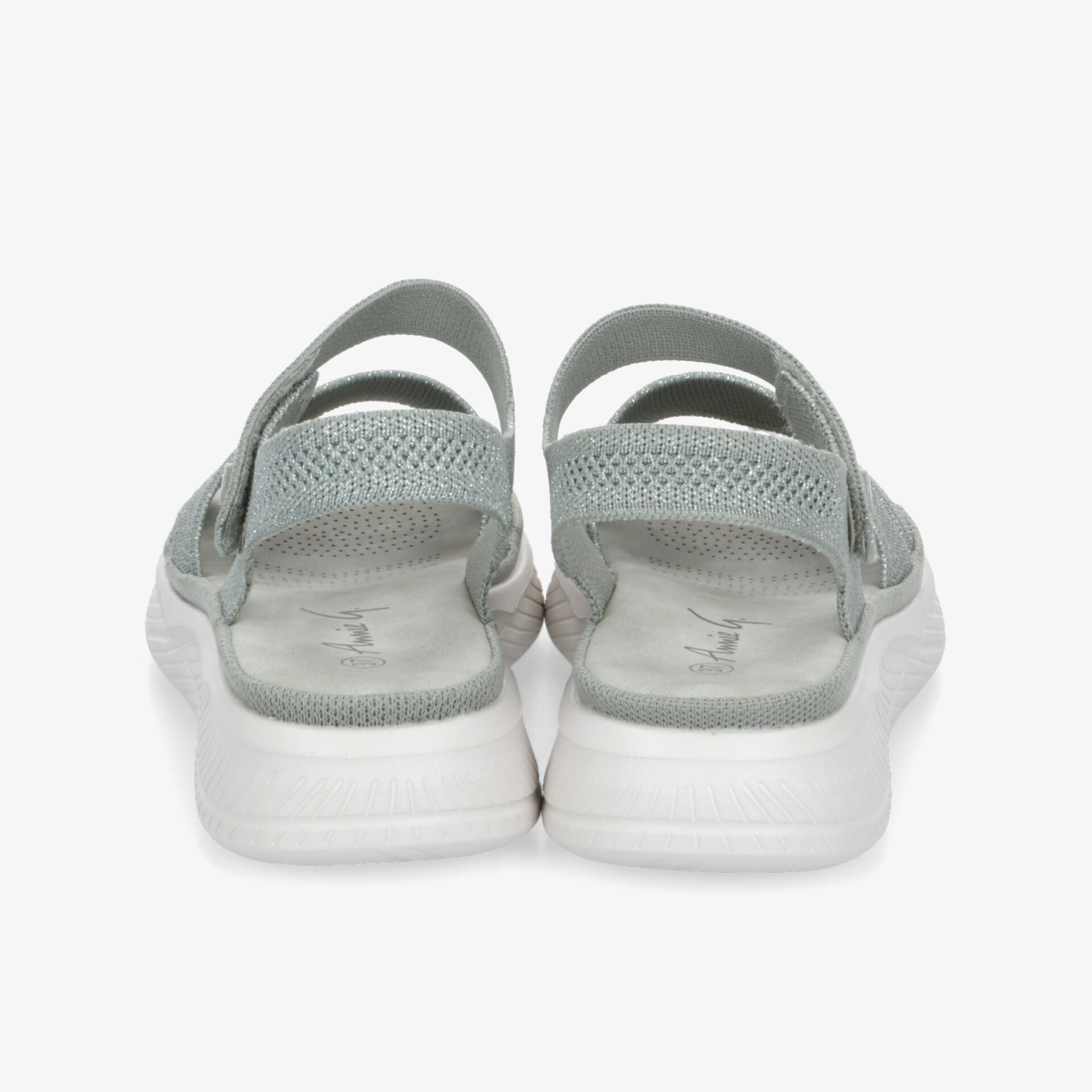 Robuste Sportsandalen in Grau mit gepolsterter Sohle und verstellbarer Fersenlasche, Rückansicht