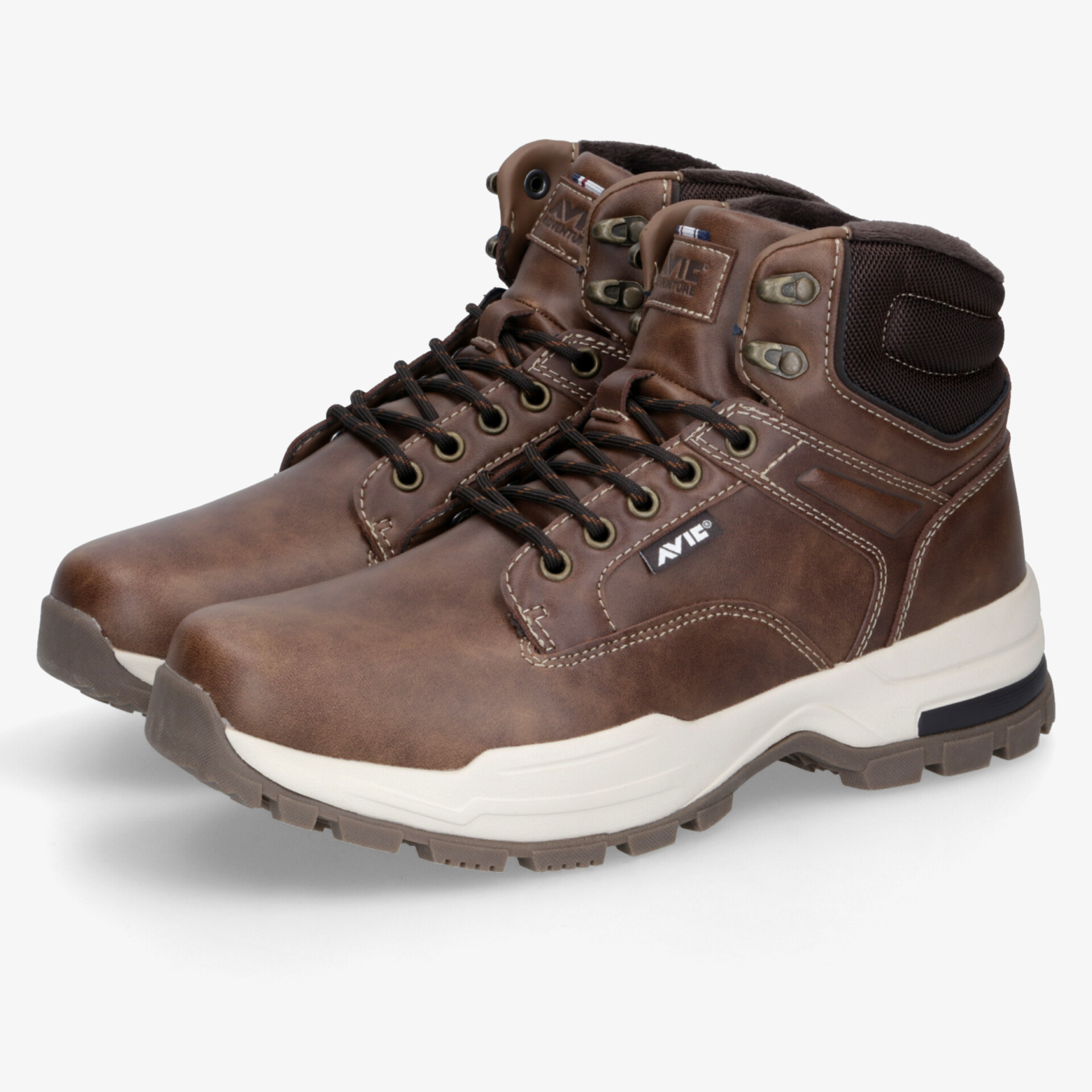 Robuste braune Wanderschuhe mit wasserdichtem Material und gepolstertem Knöchelbereich für optimalen Komfort