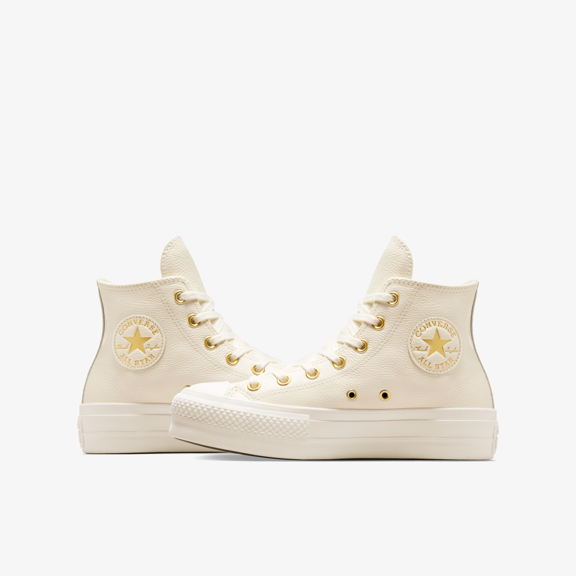Weiße Sneaker mit hohem Schaft und robuster Gummisohle, sportlich-elegant und bequem für den Alltag