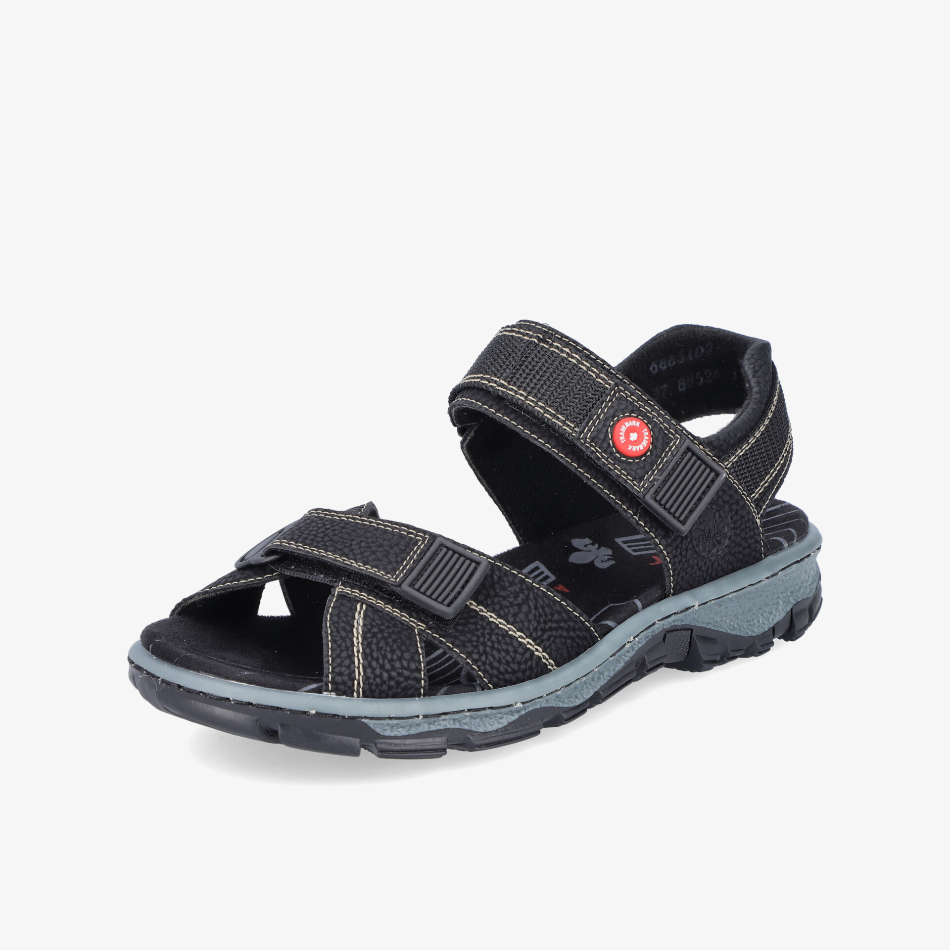 Sportliche schwarze Sandale mit verstellbaren Klettverschlüssen und rutschfester Sohle für optimalen Komfort