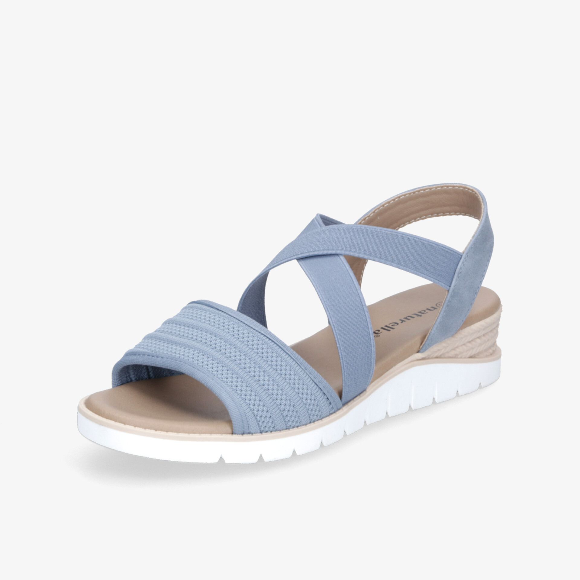 Bequemer blauer Sandalenschuh mit elastischen Riemen und rutschfester, leichter Sohle für ganztägigen Komfort