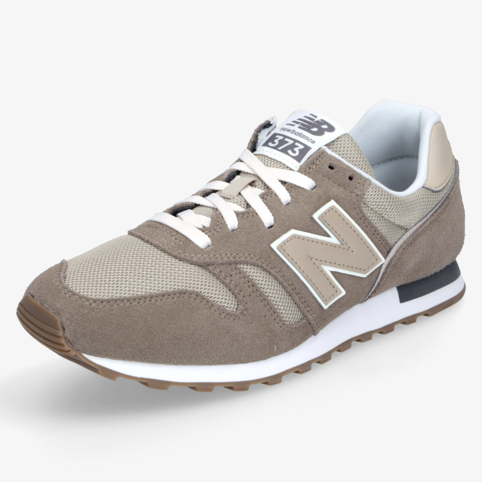 Moderner sportlicher Laufschuh in Taupe mit atmungsaktiven Materialien und rutschfester Sohle