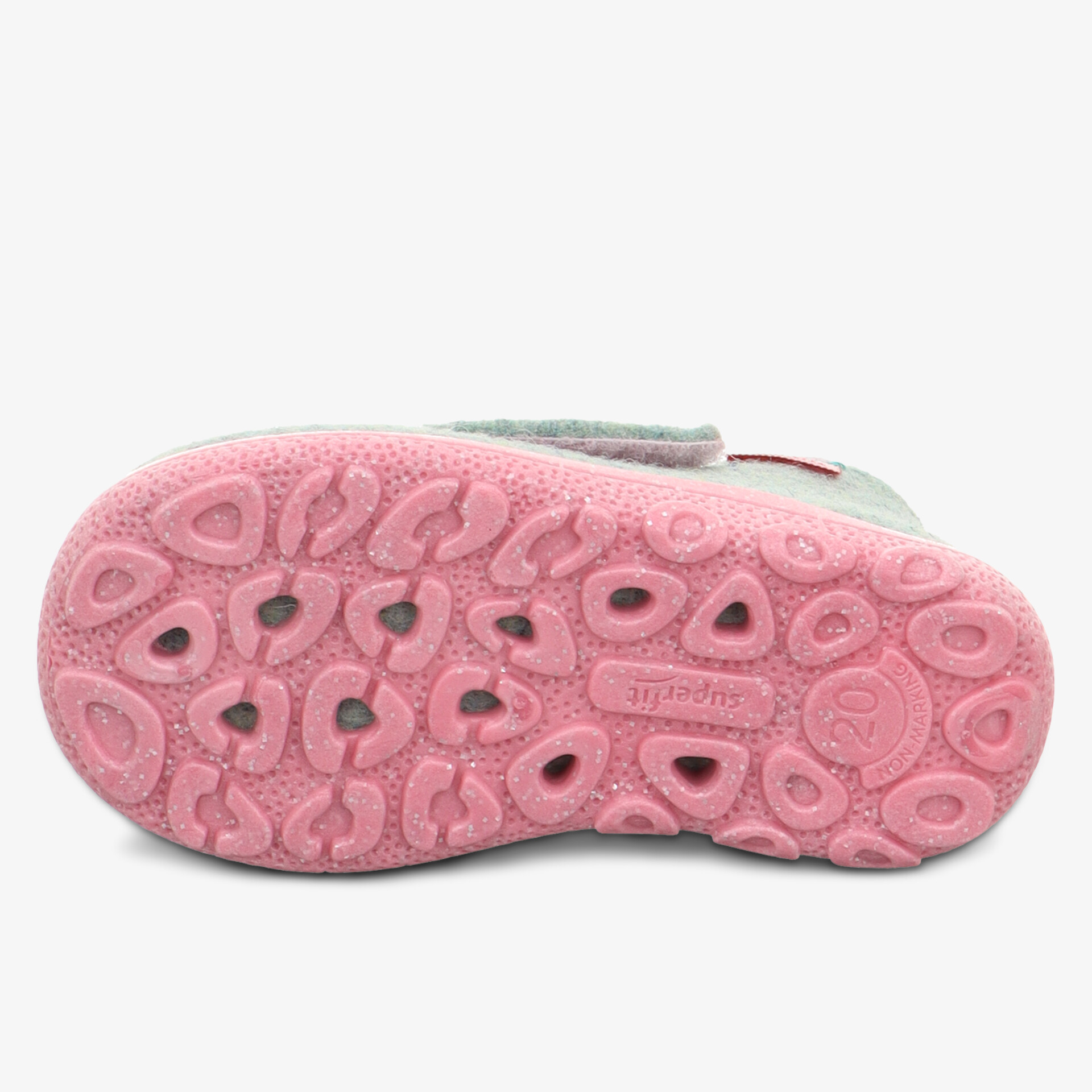 Weiche und rutschfeste pinke Kinderschuhsohle mit flexiblem Profil für sicheren und bequemen Halt