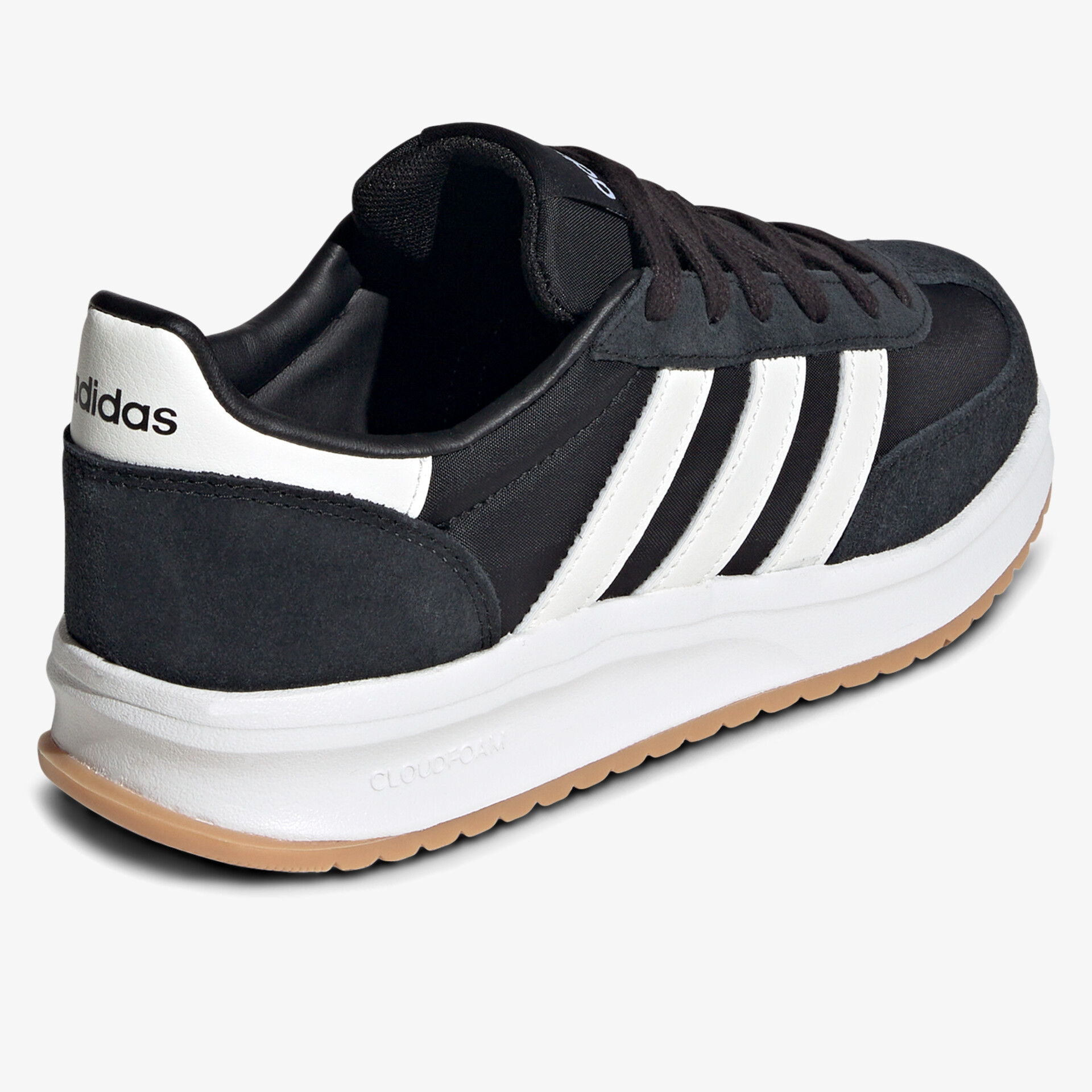 Sportlicher Schuh in Schwarz mit weißen Details, leichter Sommer-Laufschuh mit strapazierfähiger Sohle