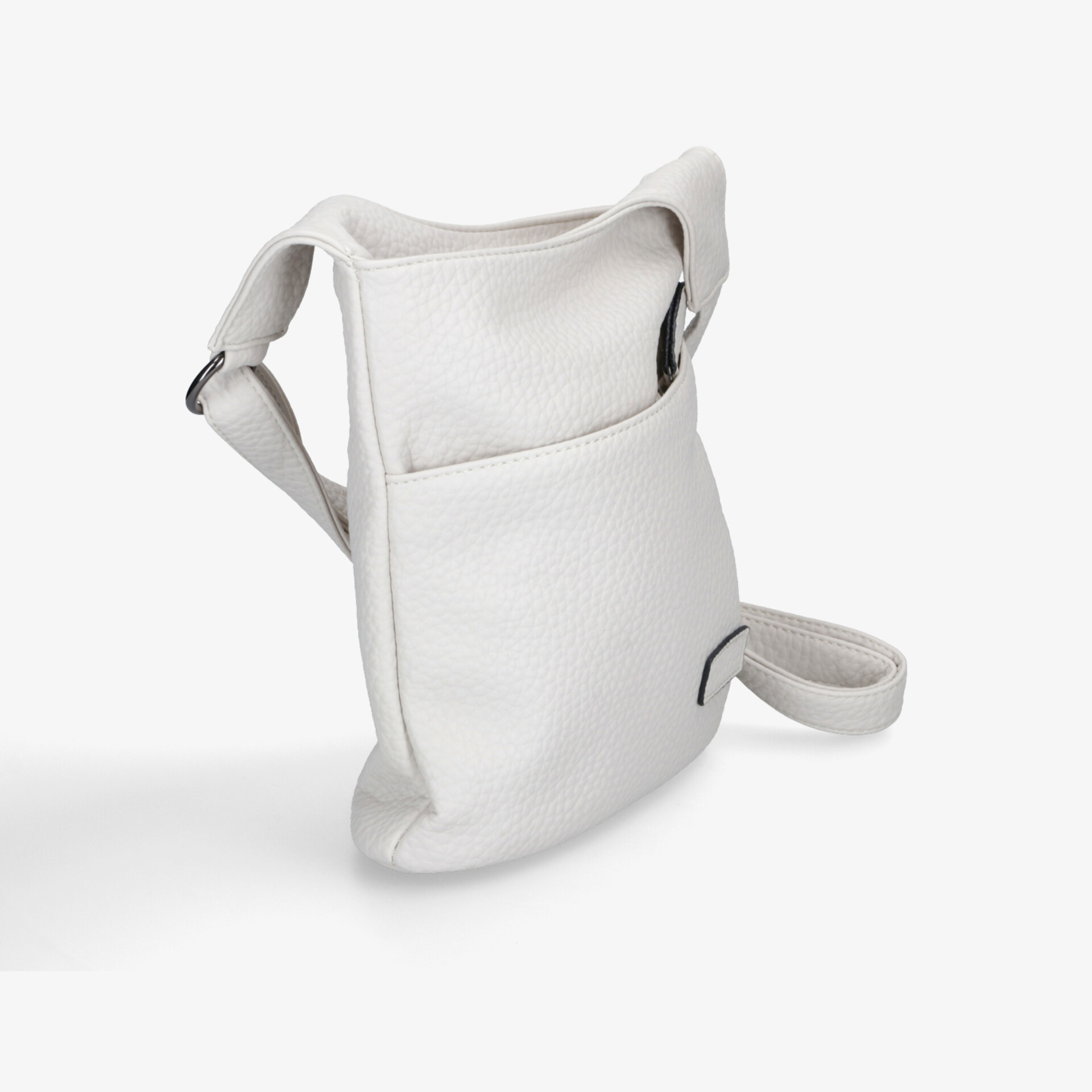 Leichte weiße Umhängetasche mit verstellbarem Gurt und praktischer Fronttasche in modernem, minimalistischem Design