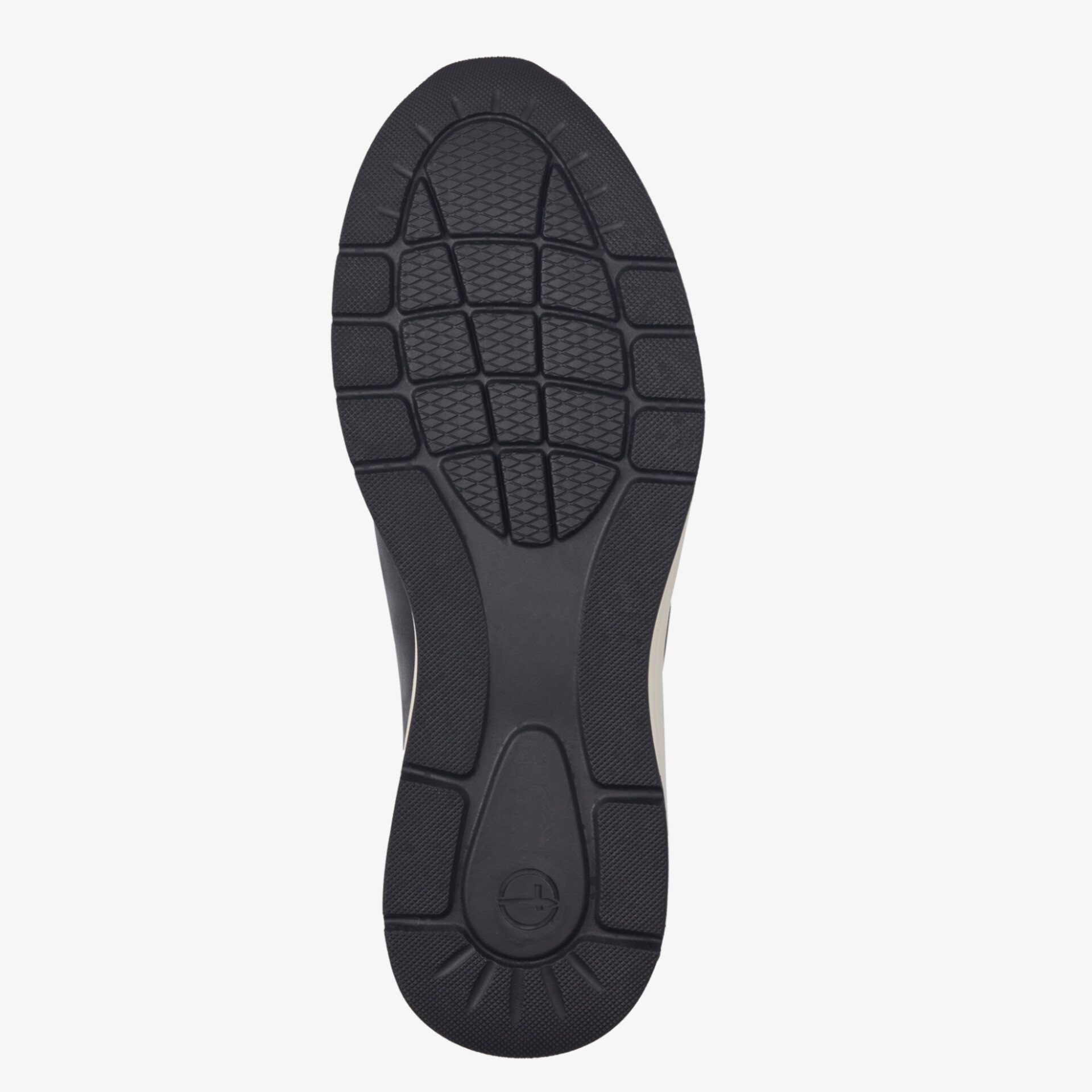 Rutschfeste, robuste schwarze Schuhsohle mit strukturiertem Profil für optimalen Halt und Langlebigkeit