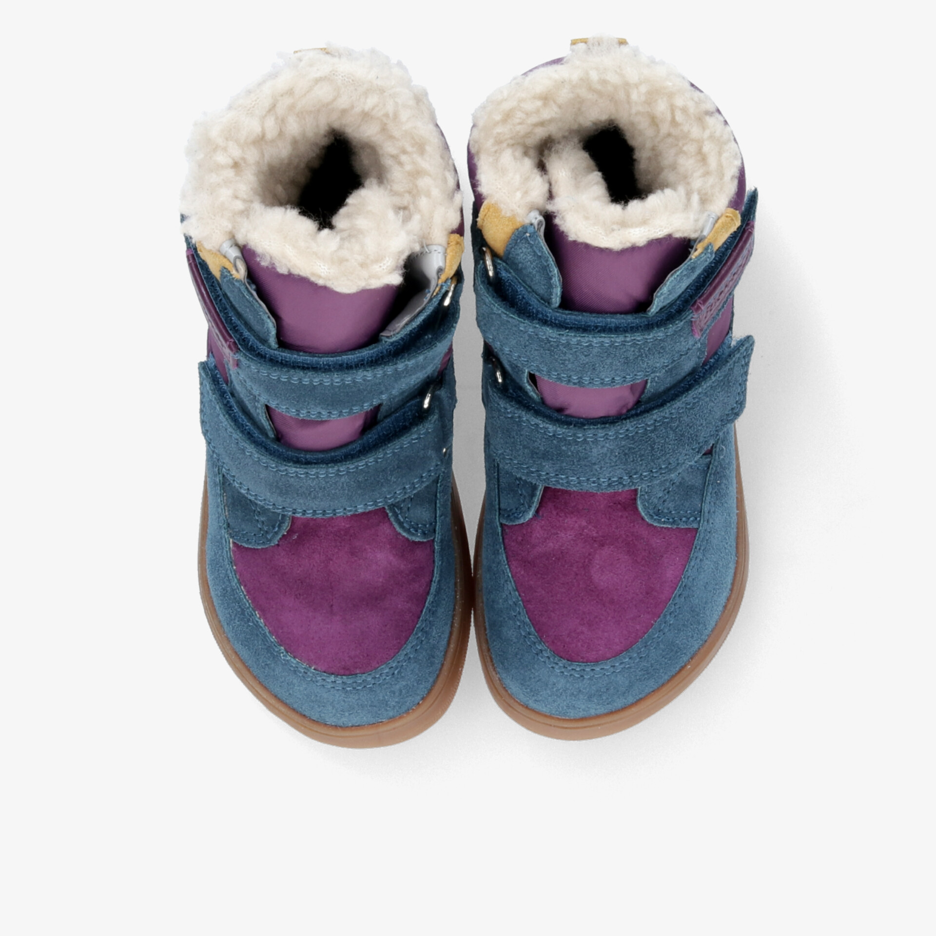 Warme und bequeme Kinderschuhe in Blau und Violett mit weichem, kuscheligem Innenfutter