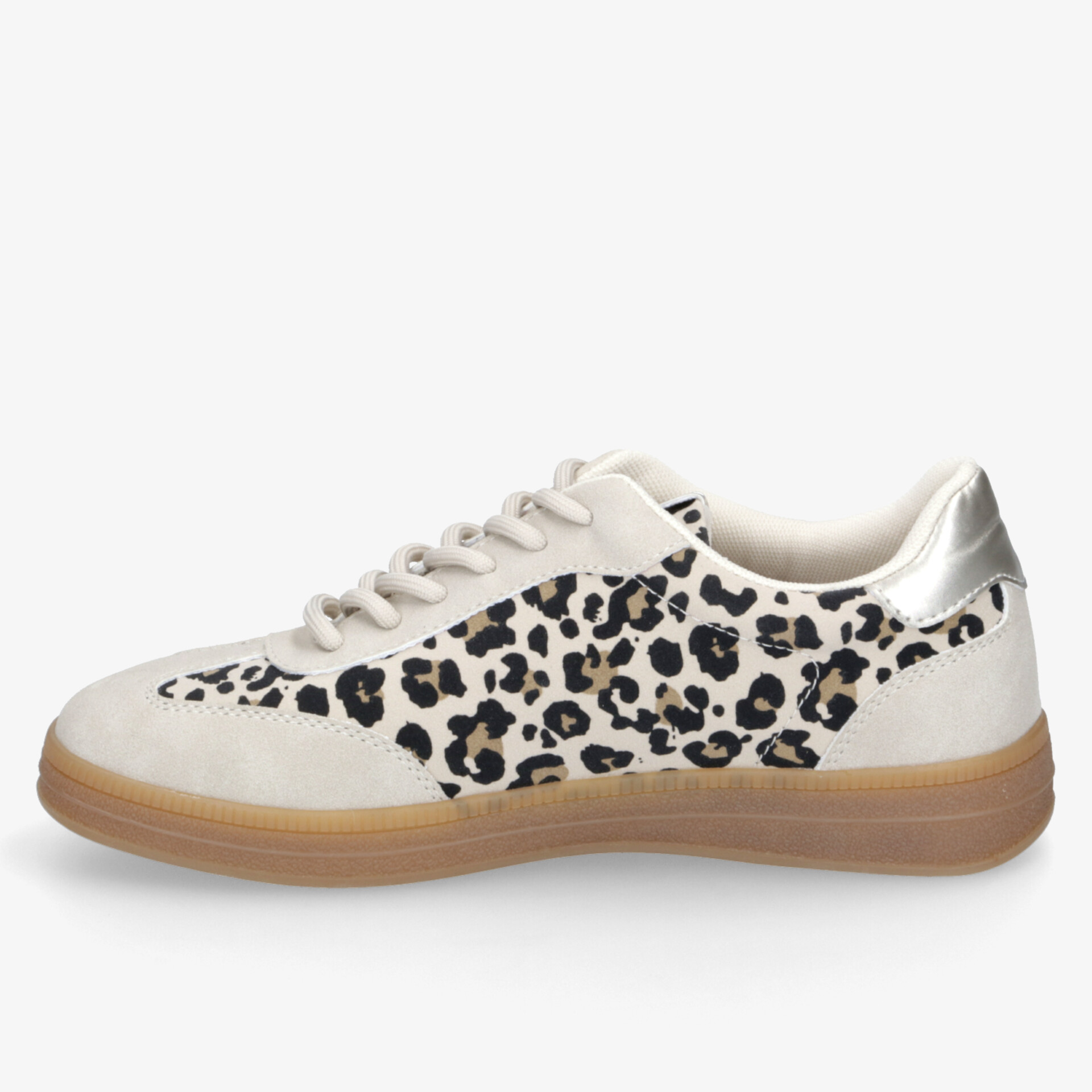 Modischer Sneaker mit Leopardenmuster und komfortabler Gummisohle für stilvollen Alltagslook.