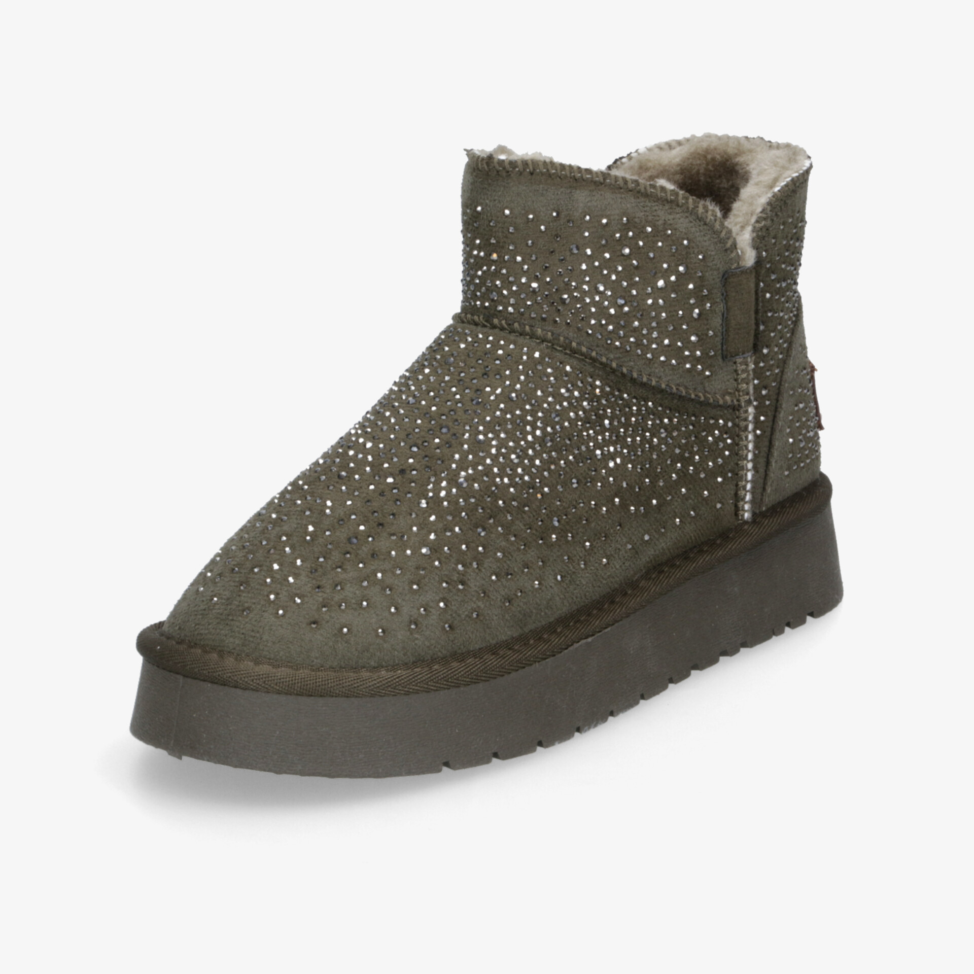 Warmer Winterboot mit schimmernden Verzierungen, weichem Fellfutter und robuster Gummisohle, 3/4 Ansicht