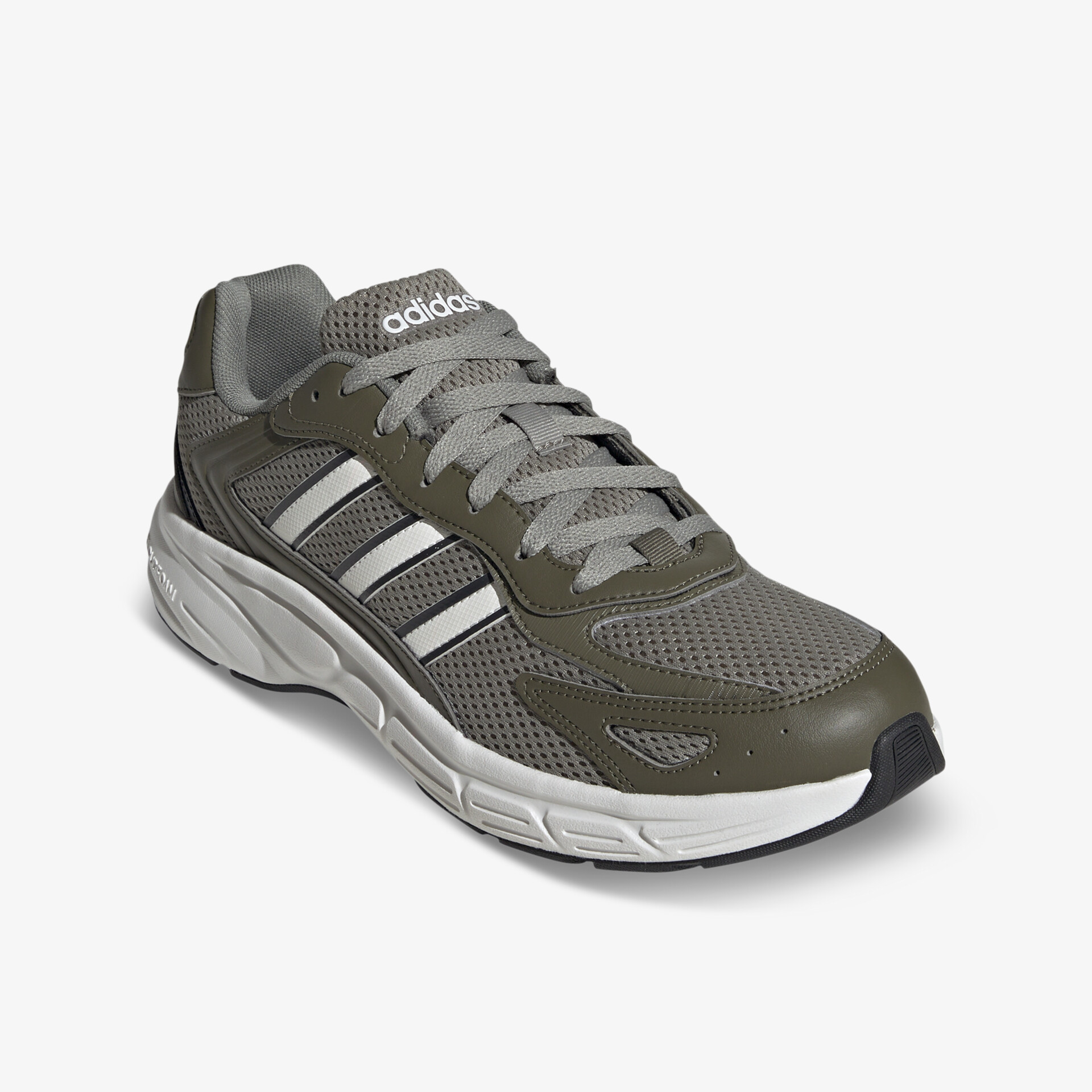 Sportlicher grauer Schuh mit weißer Sohle und flexibler Schnürung, leicht und atmungsaktiv für optimalen Komfort