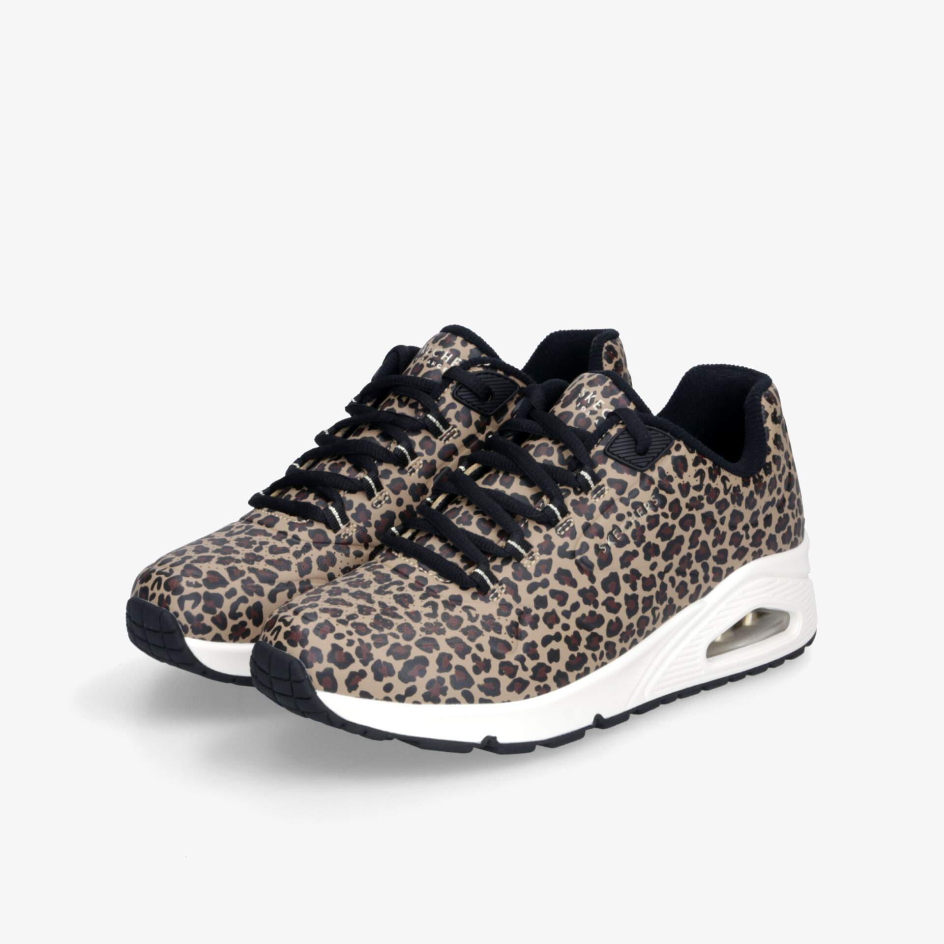 Leopardmuster Sneaker im Paar mit gepolsterter Sohle, leichter und bequemer Sportschuh mit Schnürsenkeln und weißer Laufsohle
