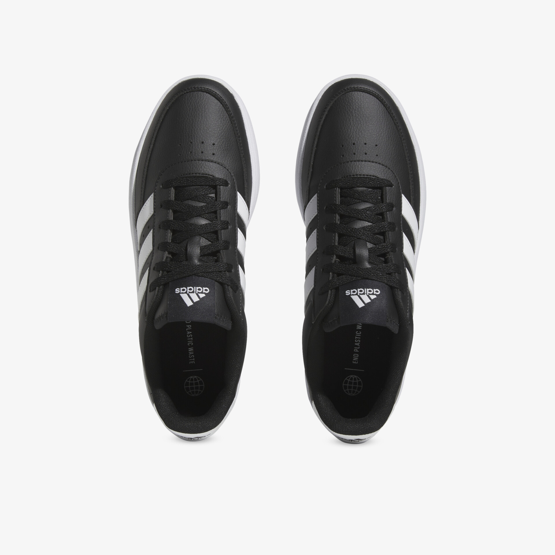 Schwarze Sneaker mit weißen Streifen, sportlich und bequem, langlebig und leicht für optimalen Tragekomfort