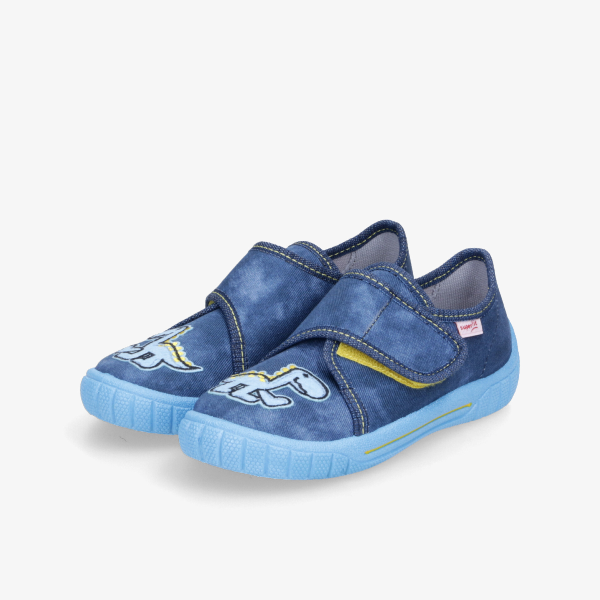 Bequeme blaue Hausschuhe mit weicher Polsterung und flexibler, rutschfester Sohle für sicheren Halt