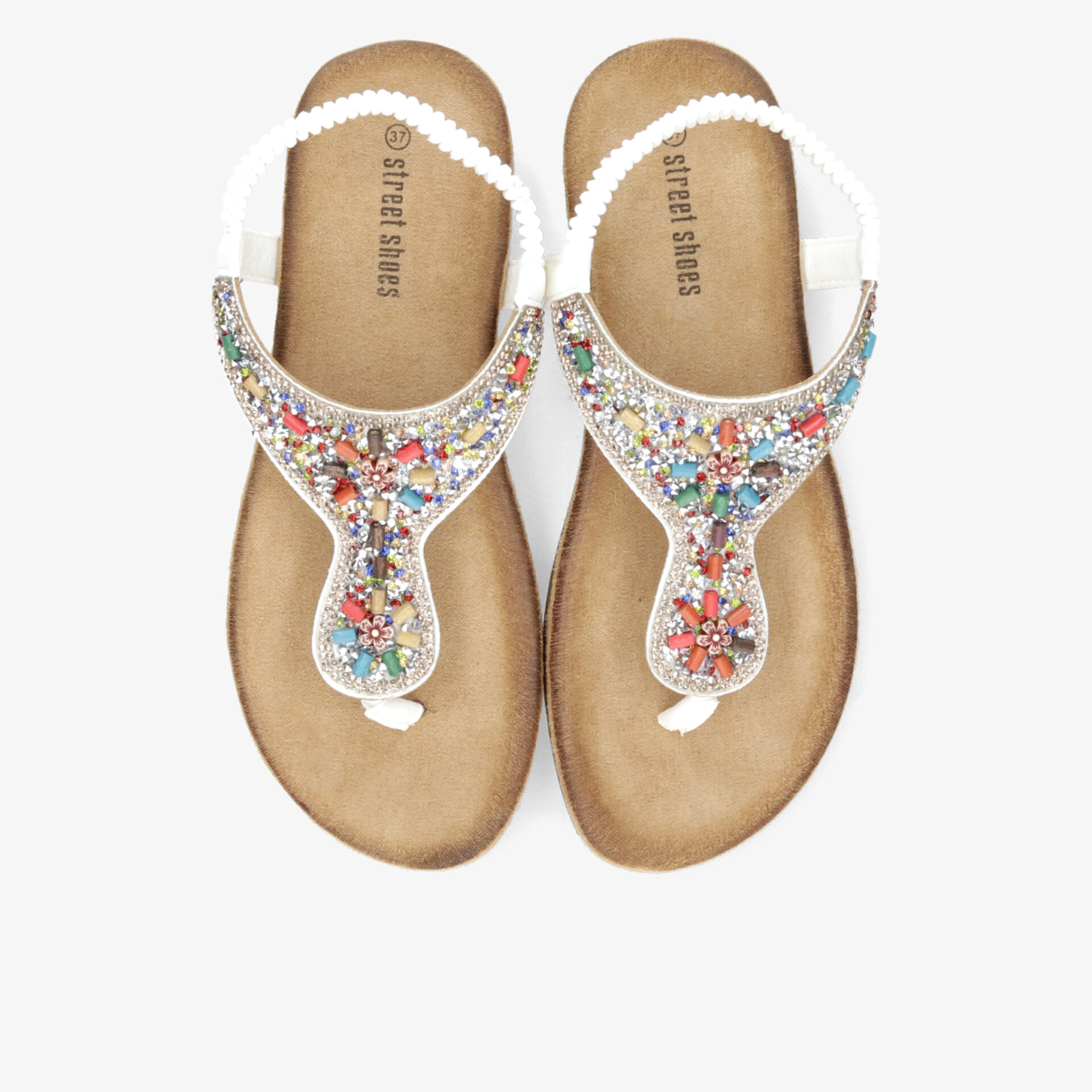 Bequeme und atmungsaktive Zehensandalen mit buntem Blumendesign, weichem Fußbett und verstellbarem Riemen