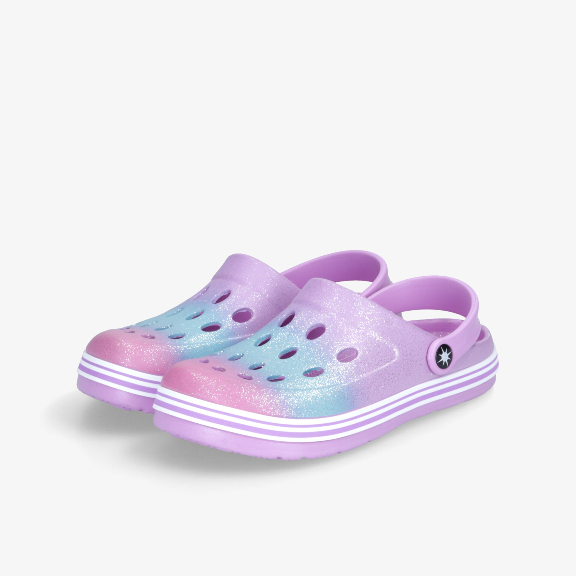 Leichtes und bequemes Clogs-Schuhpaar mit farbigem Verlauf und perforiertem Design für optimale Belüftung