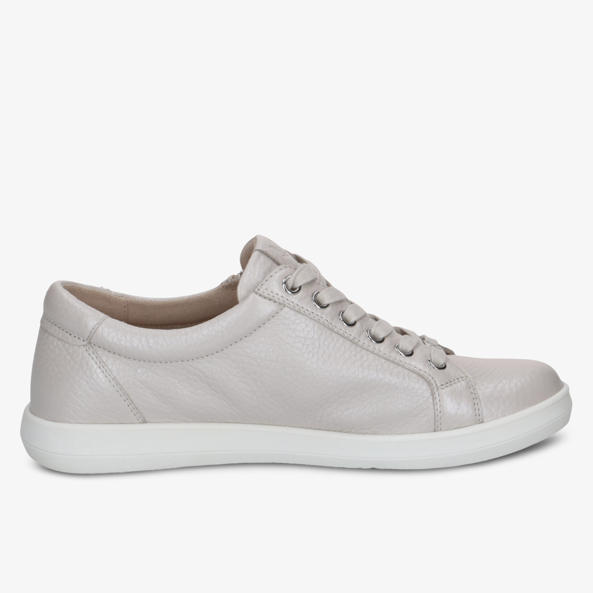 Leichter weißer Schnürschuh aus Leder mit komfortabler Passform und flexibler Sohle, sportlich und langlebig