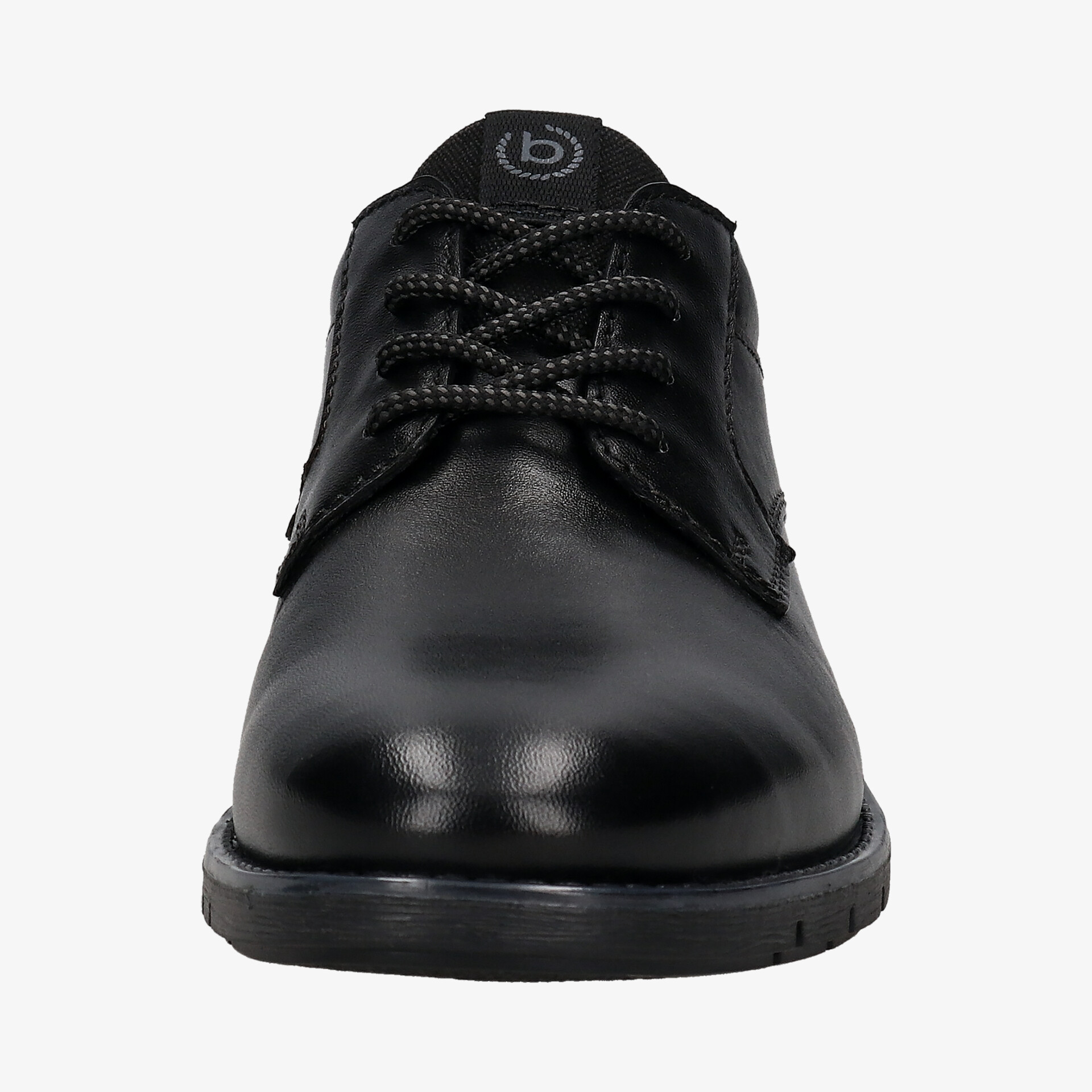 Klassischer schwarzer Schnürschuh mit Lederoptik und rutschfester Sohle für eleganten Stil.