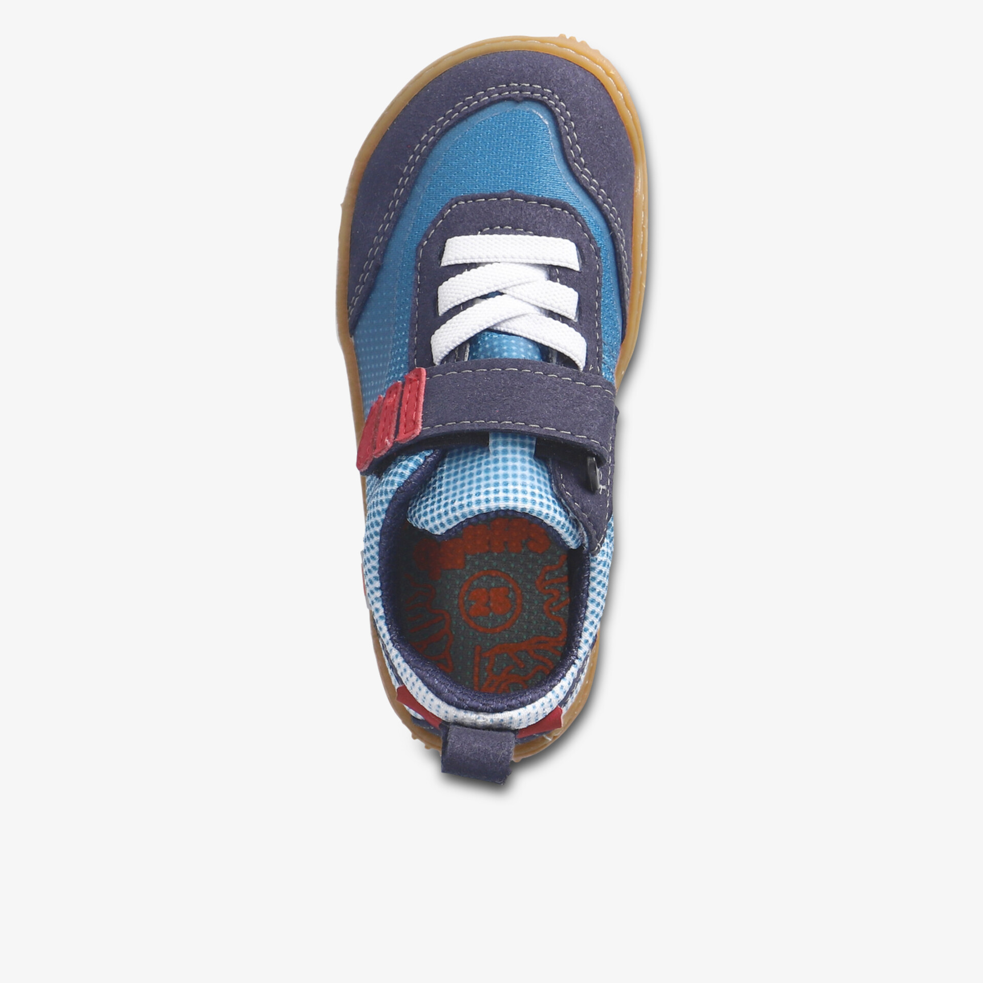 Bequemer und modischer Kinderschuh in trendigem Design mit praktischem Klettverschluss.