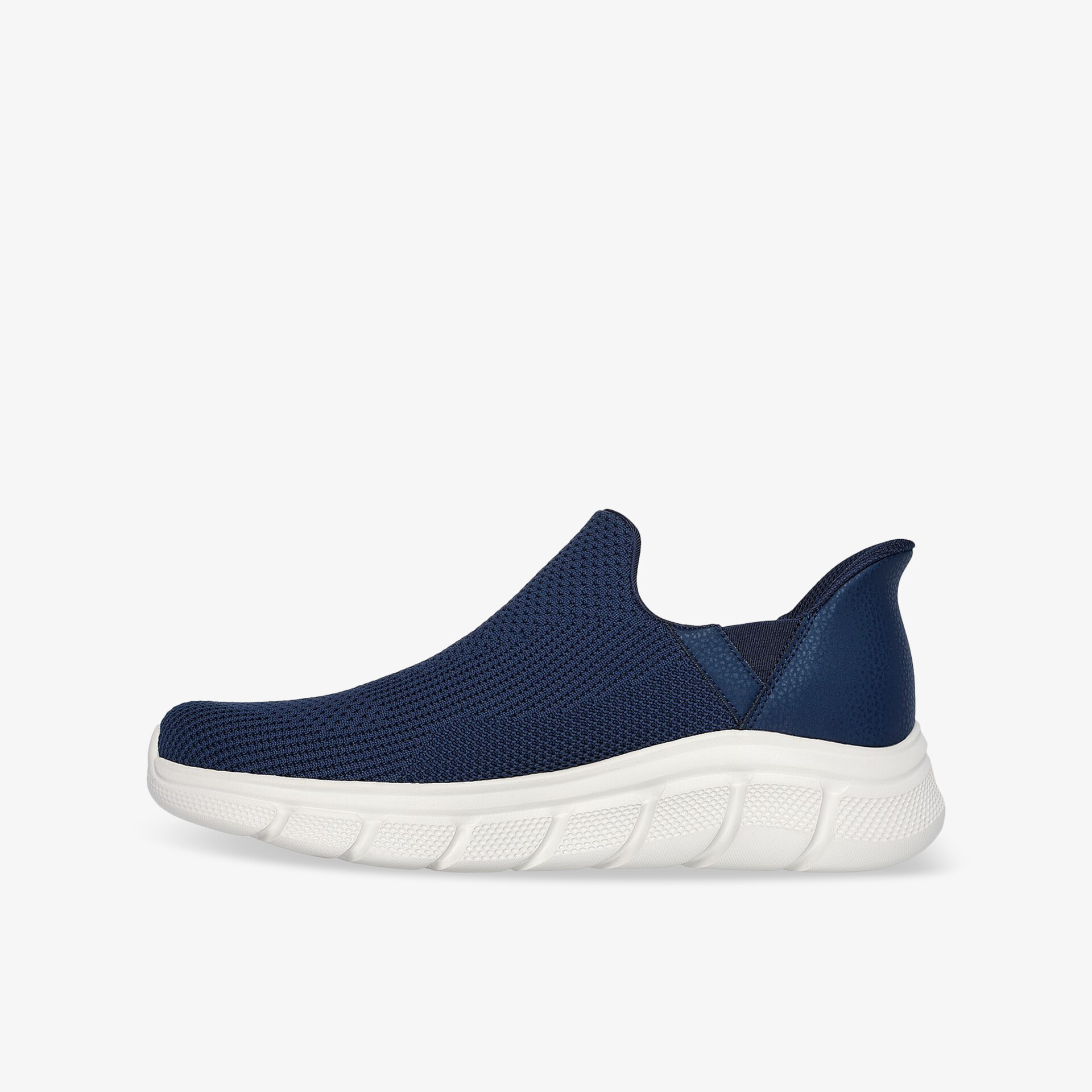 Leichter navy blauer Slip-On Sportschuh mit flexibler weißer Sohle und atmungsaktivem Material