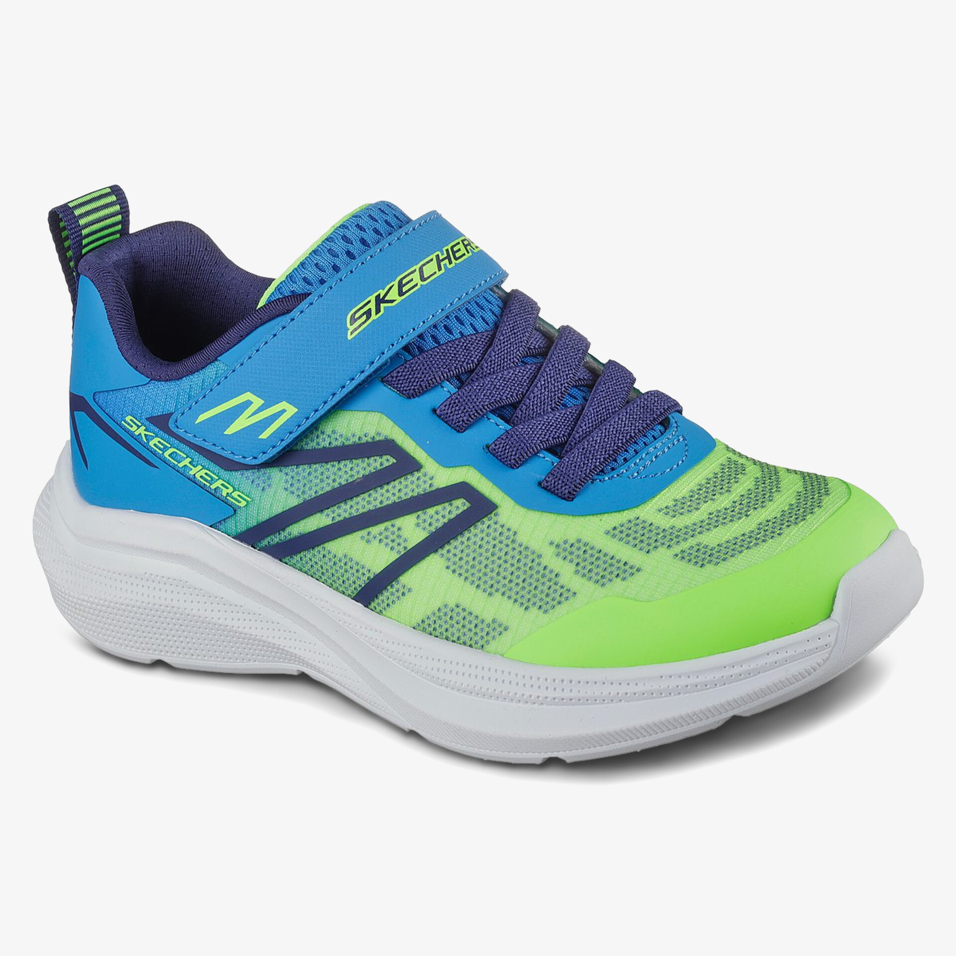 Sportlicher, bequemer Sneaker in Blau und Grün mit Klettverschluss und gepolsterter Sohle.