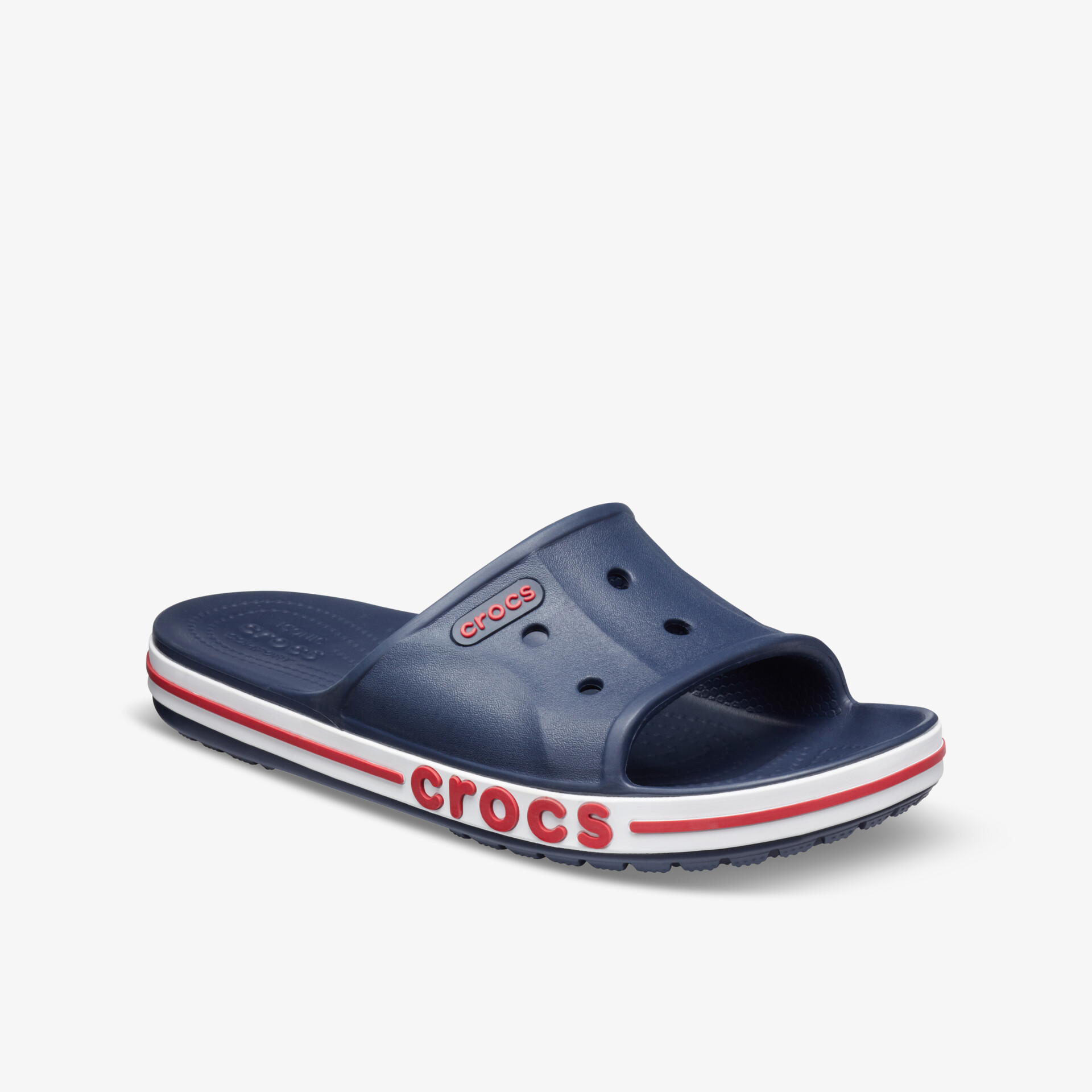 Bequemer, atmungsaktiver blauer Crocs Schlappen mit rutschfester Sohle und komfortablem Fußbett