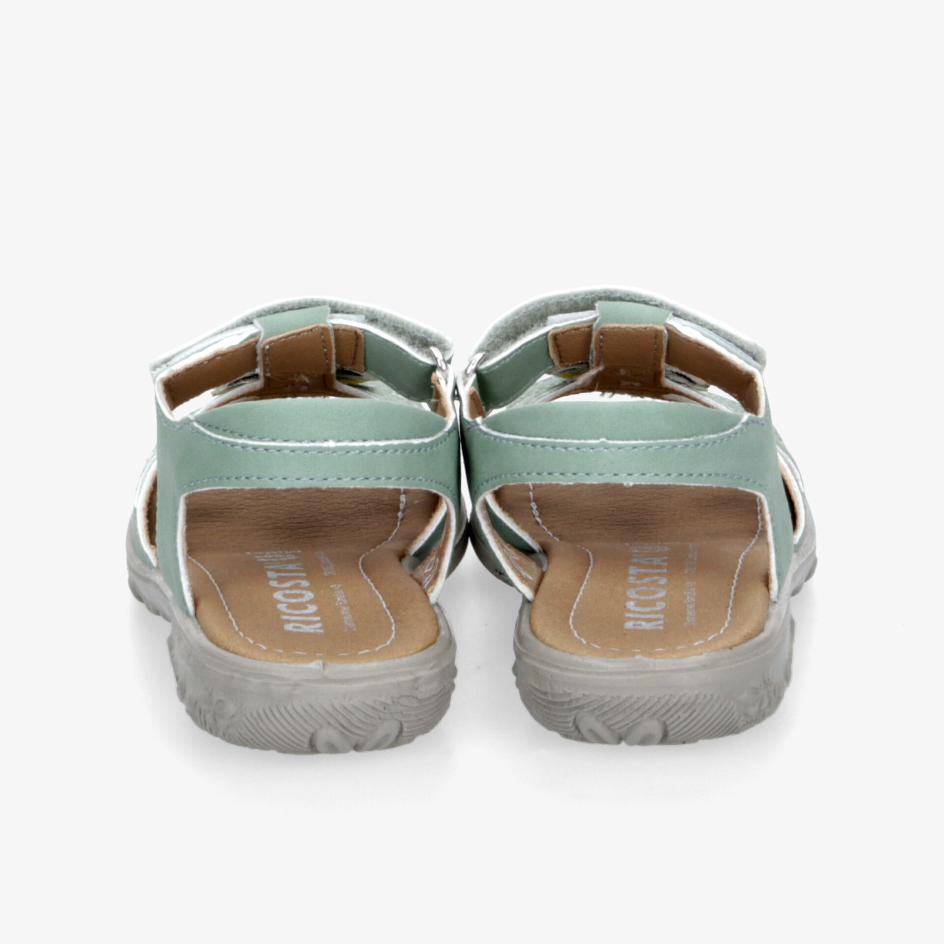 Sandalen Rückansicht mit verstellbaren Riemen und bequemer Polsterung, leichte und rutschfeste Sohle