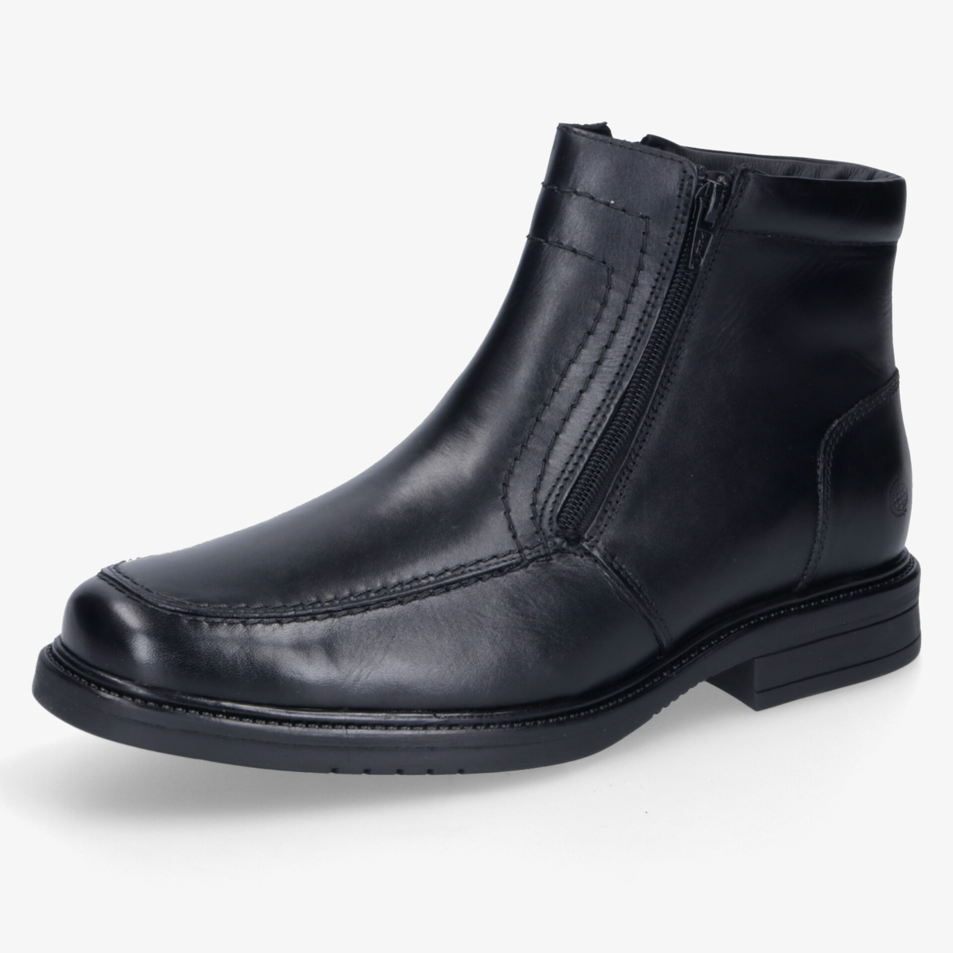 Elegante, schwarze Stiefelette mit seitlichem Reißverschluss und rutschfester Sohle. Ideal für stilvolle Auftritte.