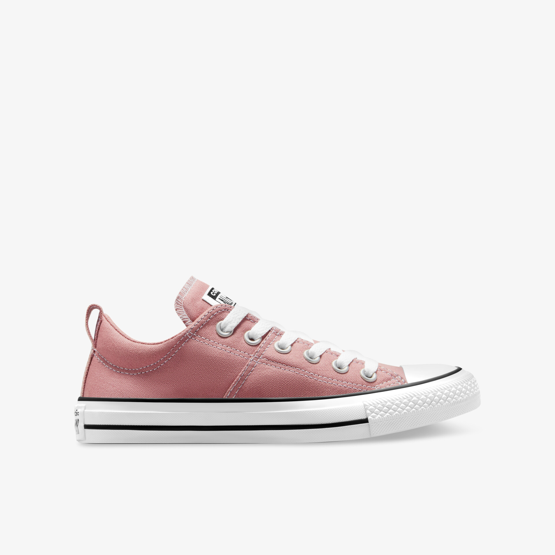 Sportlicher rosafarbener Leinenschuh mit weißer Gummisohle und bequemer Schnürung, langlebig und atmungsaktiv.