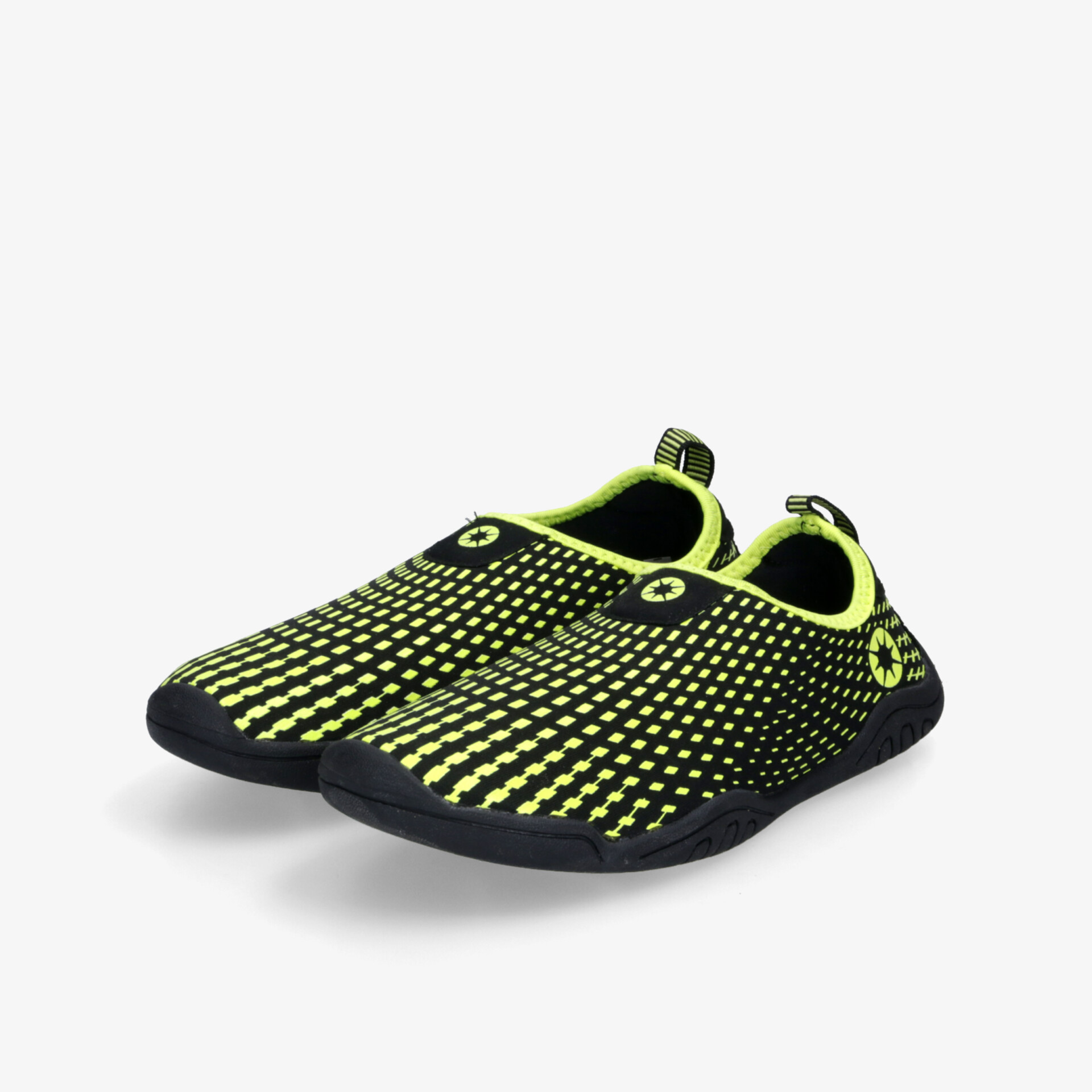 Wasserabweisende, atmungsaktive und rutschfeste Sneaker in Schwarz mit neongelber Akzentfarbe, leicht und flexibel