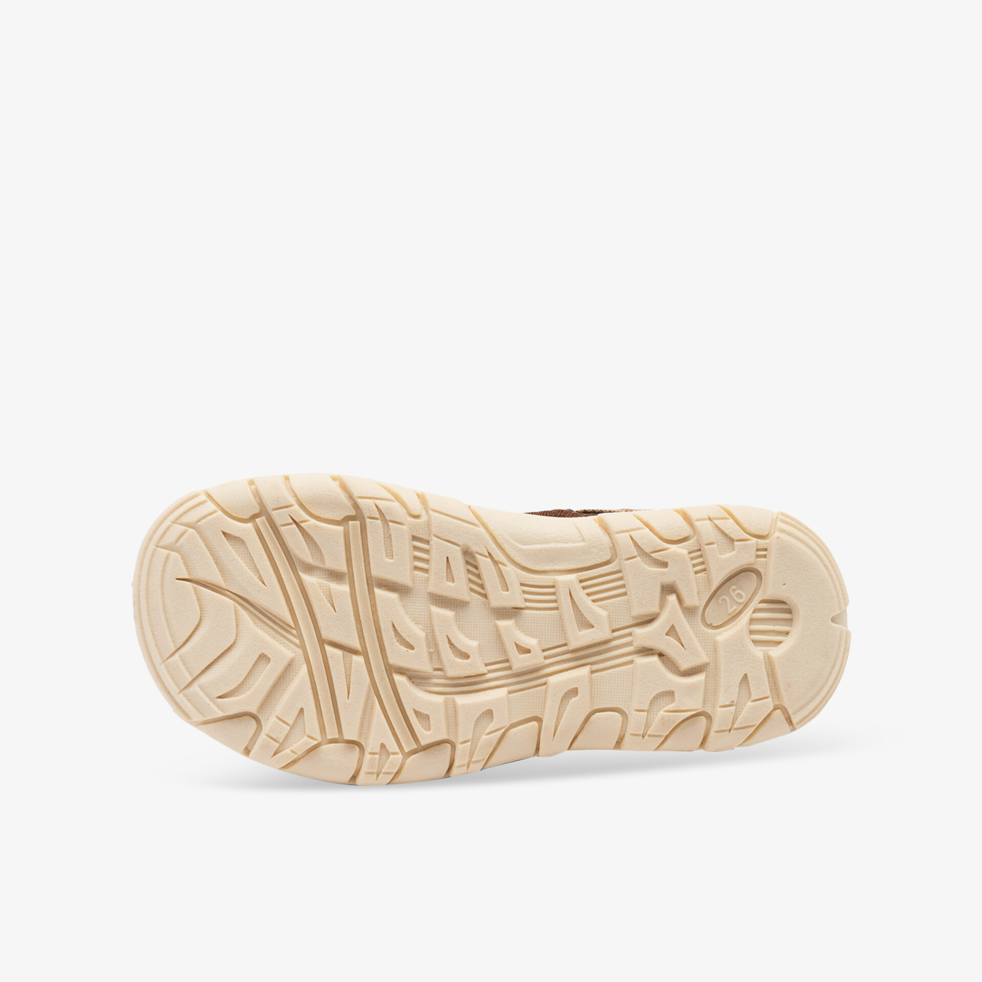 Beige Schuhsohle mit rutschfestem Profil für optimale Bodenhaftung und langlebige Nutzung in robustem Design