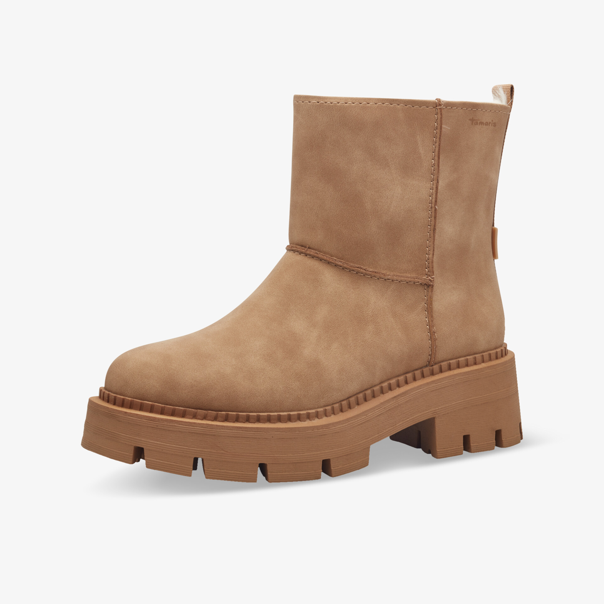 Brauner Stiefel mit robuster Plateau-Sohle, bequemer Passform und modischem, schnörkellosem Design