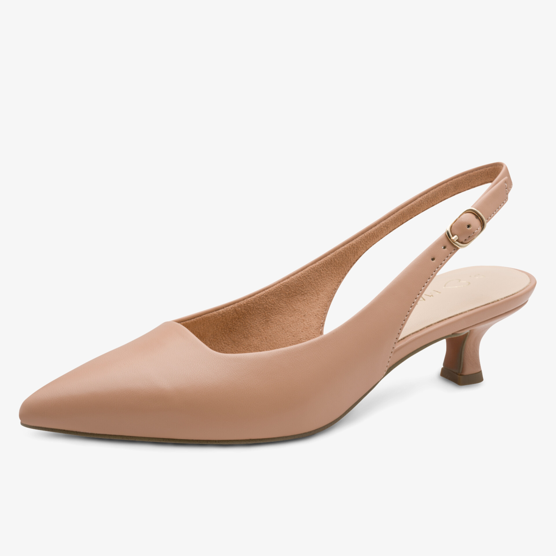 Eleganter beiger Slingback-Pumps mit spitz zulaufender Vorderseite und mittelhohem Absatz für stilvollen Auftritt
