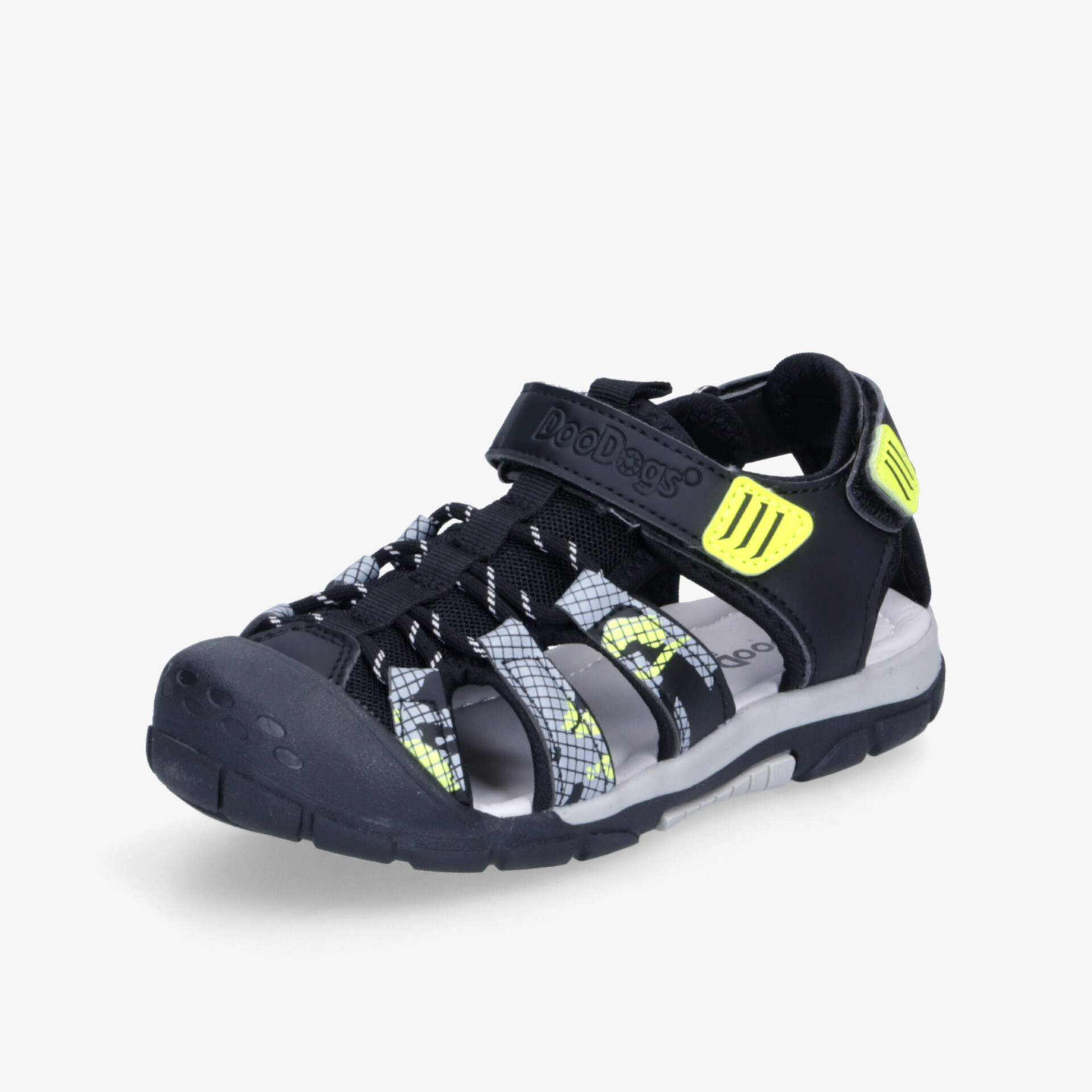 Sportliche offene Sandale mit robuster Sohle, verstellbarem Klettverschluss und atmungsaktivem Design