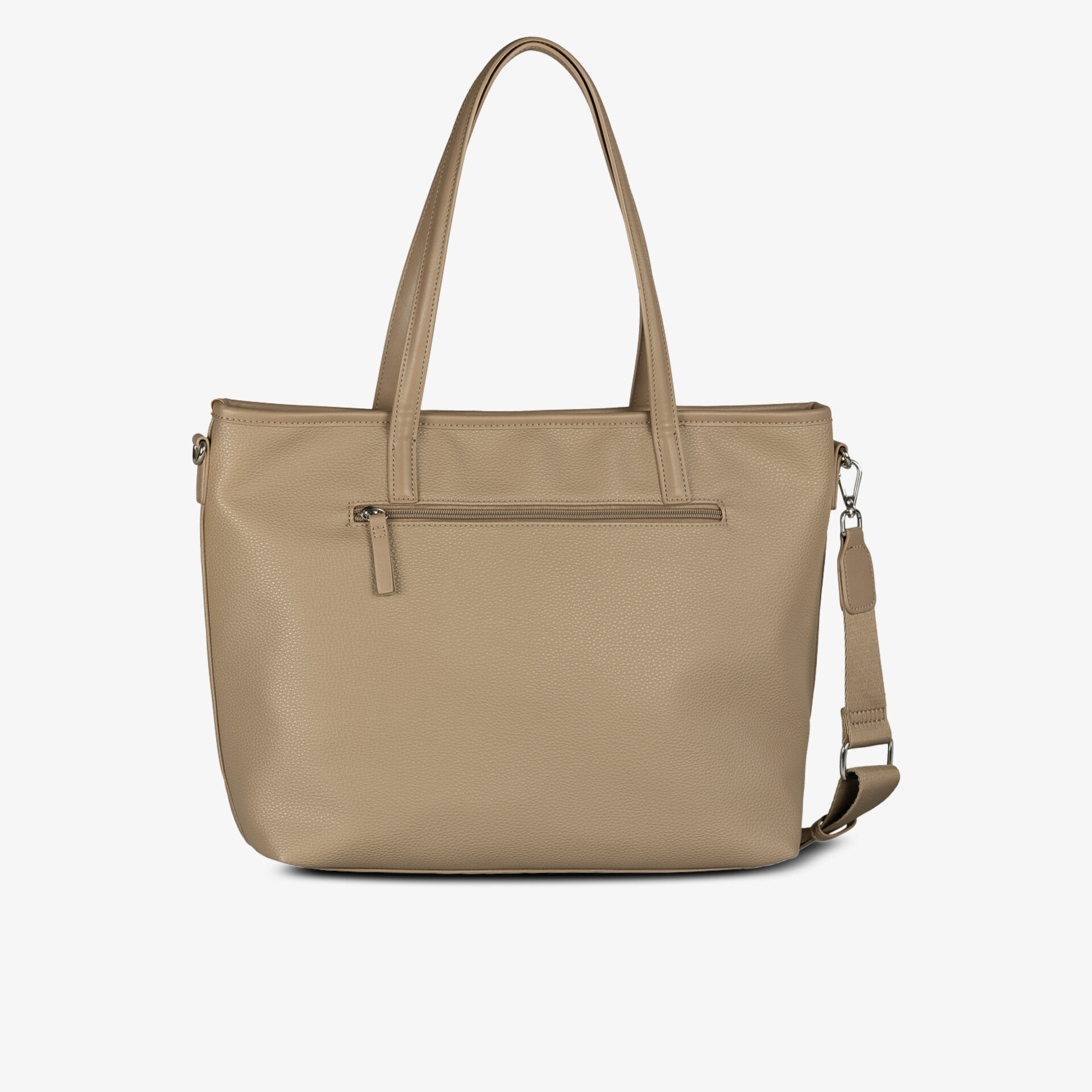 Beige Tasche mit großem Stauraum, verstellbarem Schultergurt und praktischem Reißverschlussfach