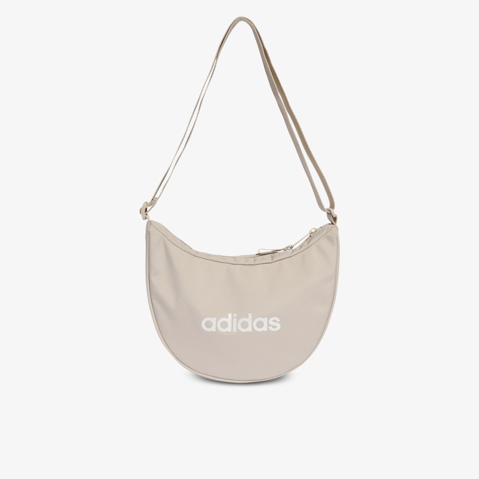 Leichte, sportliche beige Umhängetasche mit adidas Logo und verstellbarem Riemen für Alltag und Freizeit.