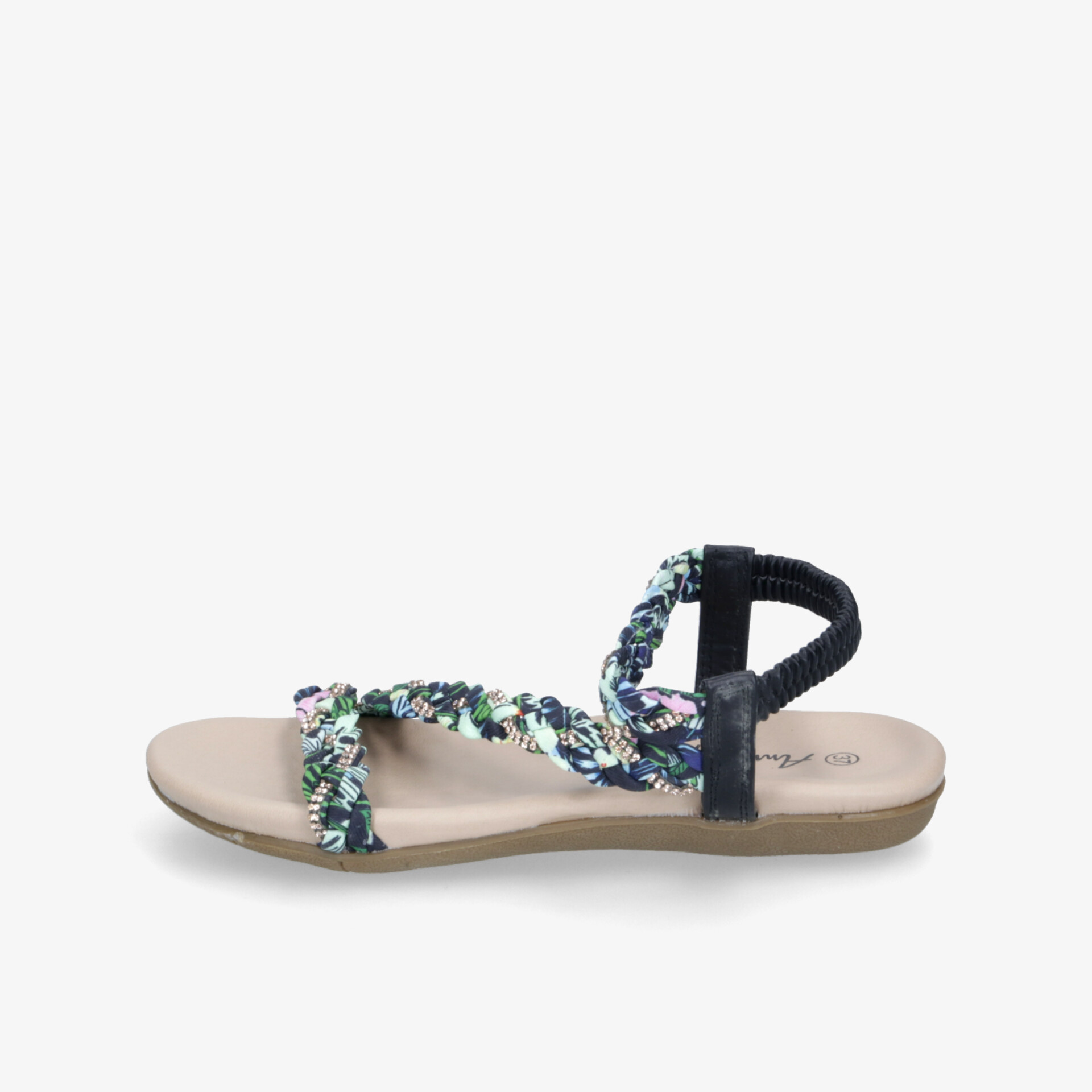 Leichte Sandale mit geflochtenen Riemen und flacher Sohle, ideal für bequemen und flexiblen Tragekomfort