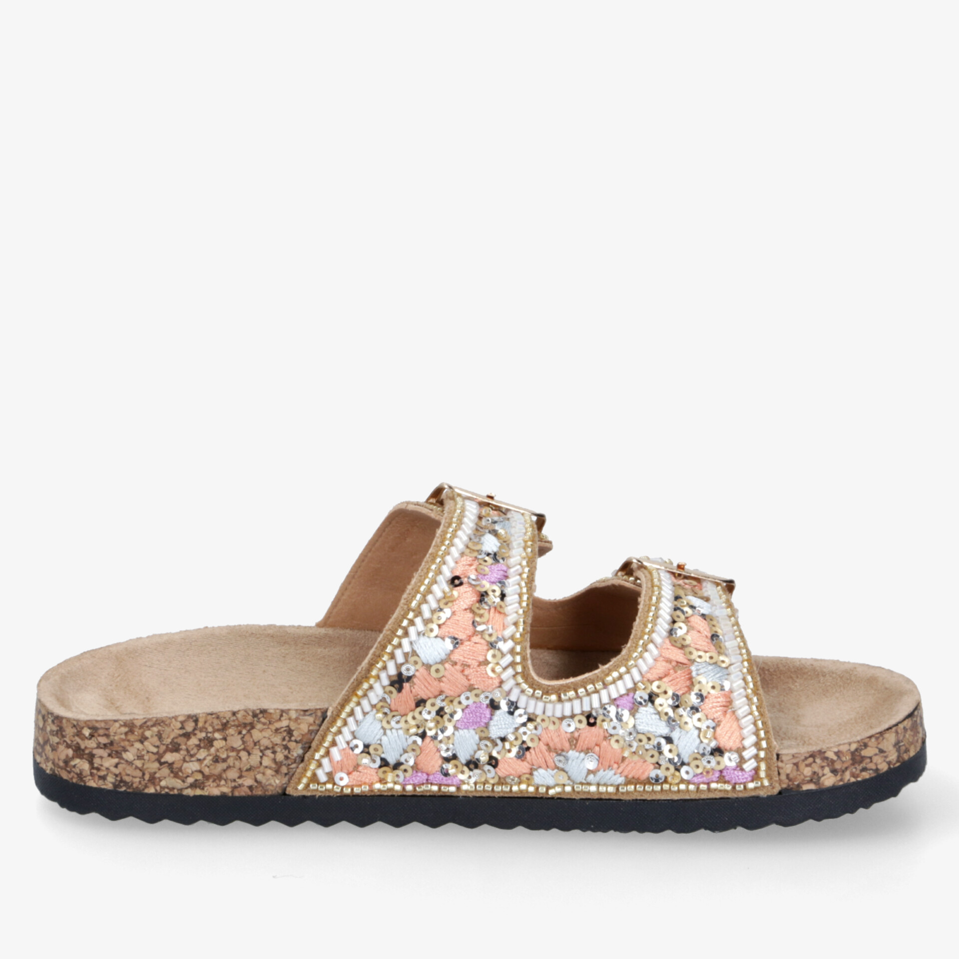 Moderne Sandale mit glitzerndem Obermaterial, weichem Fußbett und flexibler Sohle für hohen Tragekomfort