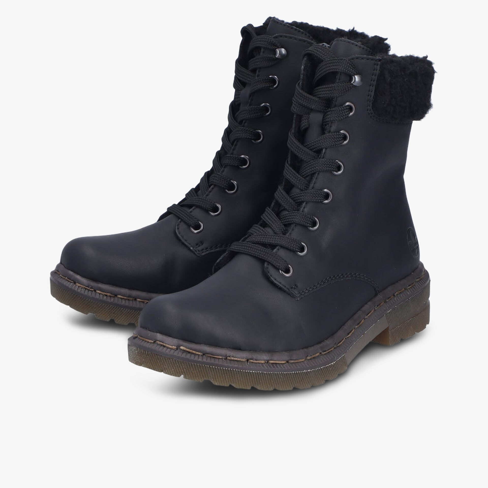 Robuste schwarze Schnürboots mit warmem Futter, rutschfester Laufsohle und komfortablem Tragegefühl