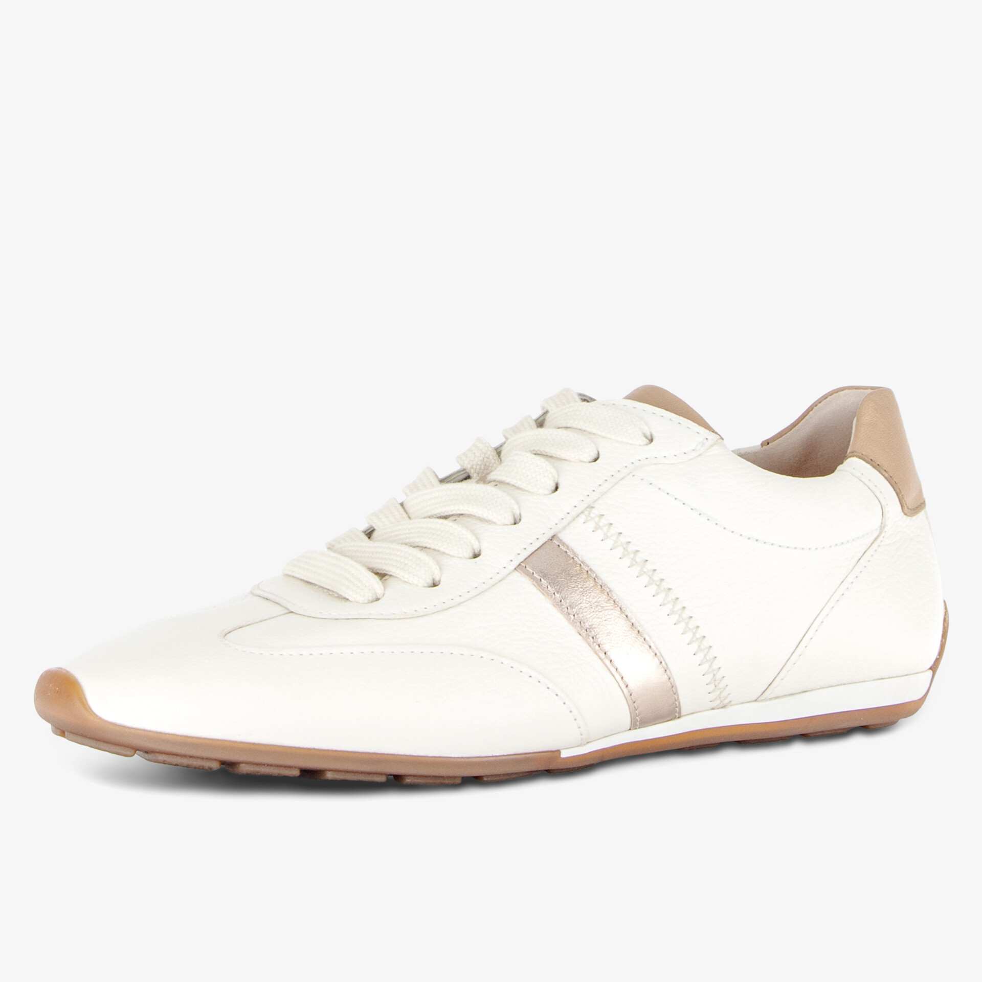 Eleganter Sneaker mit Kontrastelementen, ideal für vielseitige Looks.