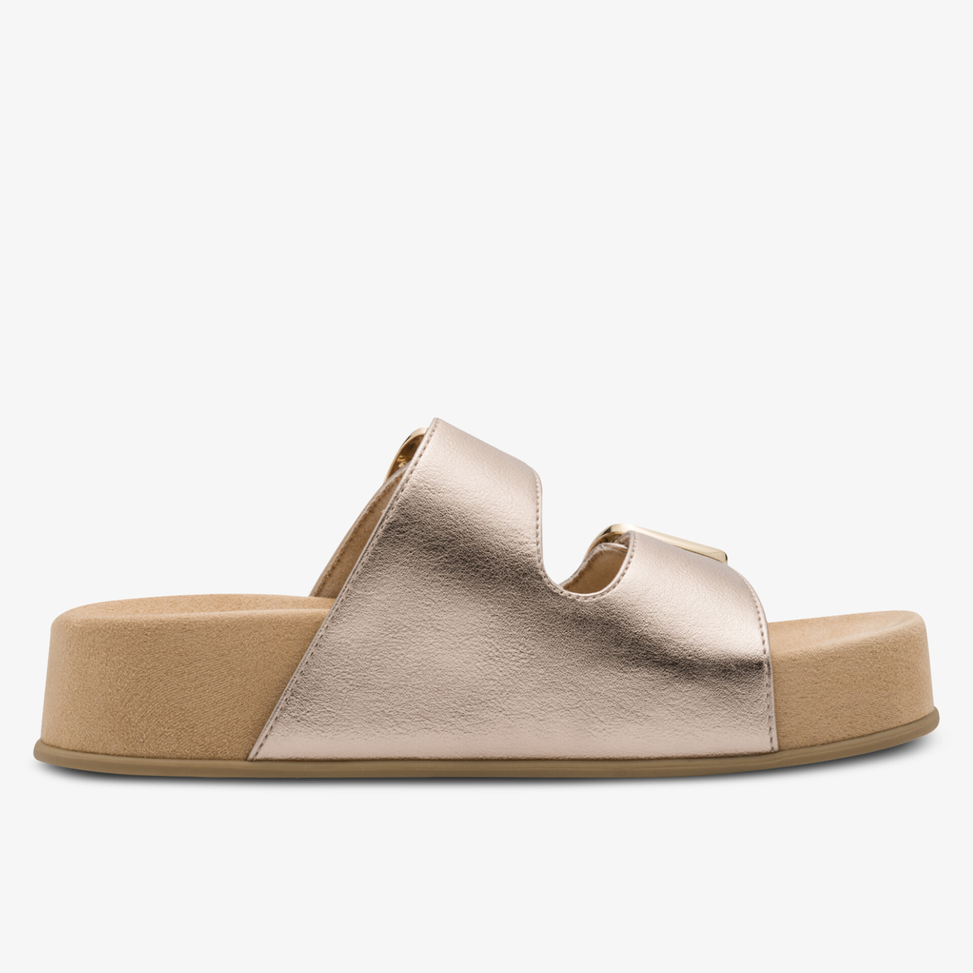 komfortable Sandale mit metallic-optik und dicker Sohle, offene elegante Sommer-Slipper