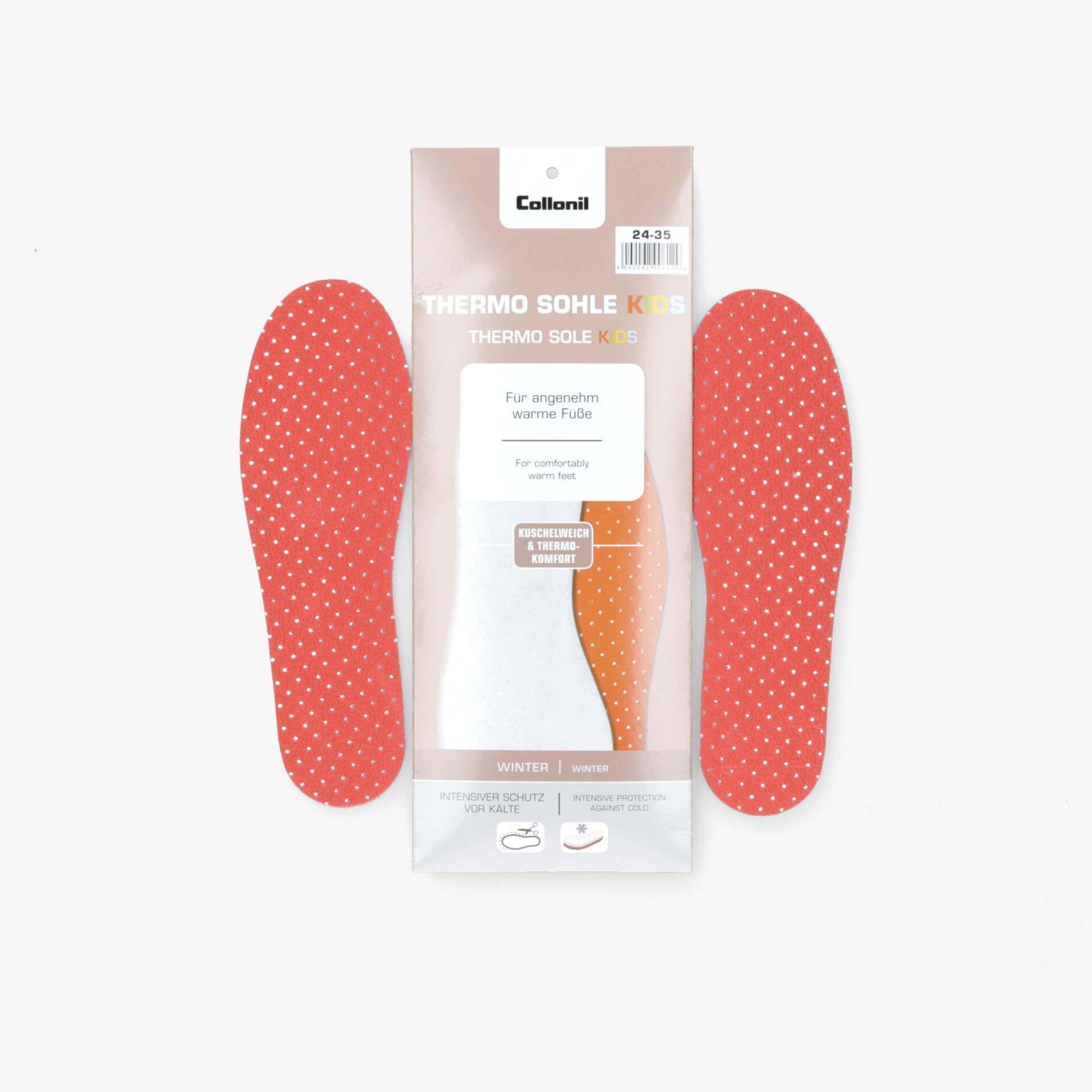 Thermo Einlegesohlen in Rot mit rutschfester Oberfläche und angenehmem Komfort für warme Füße