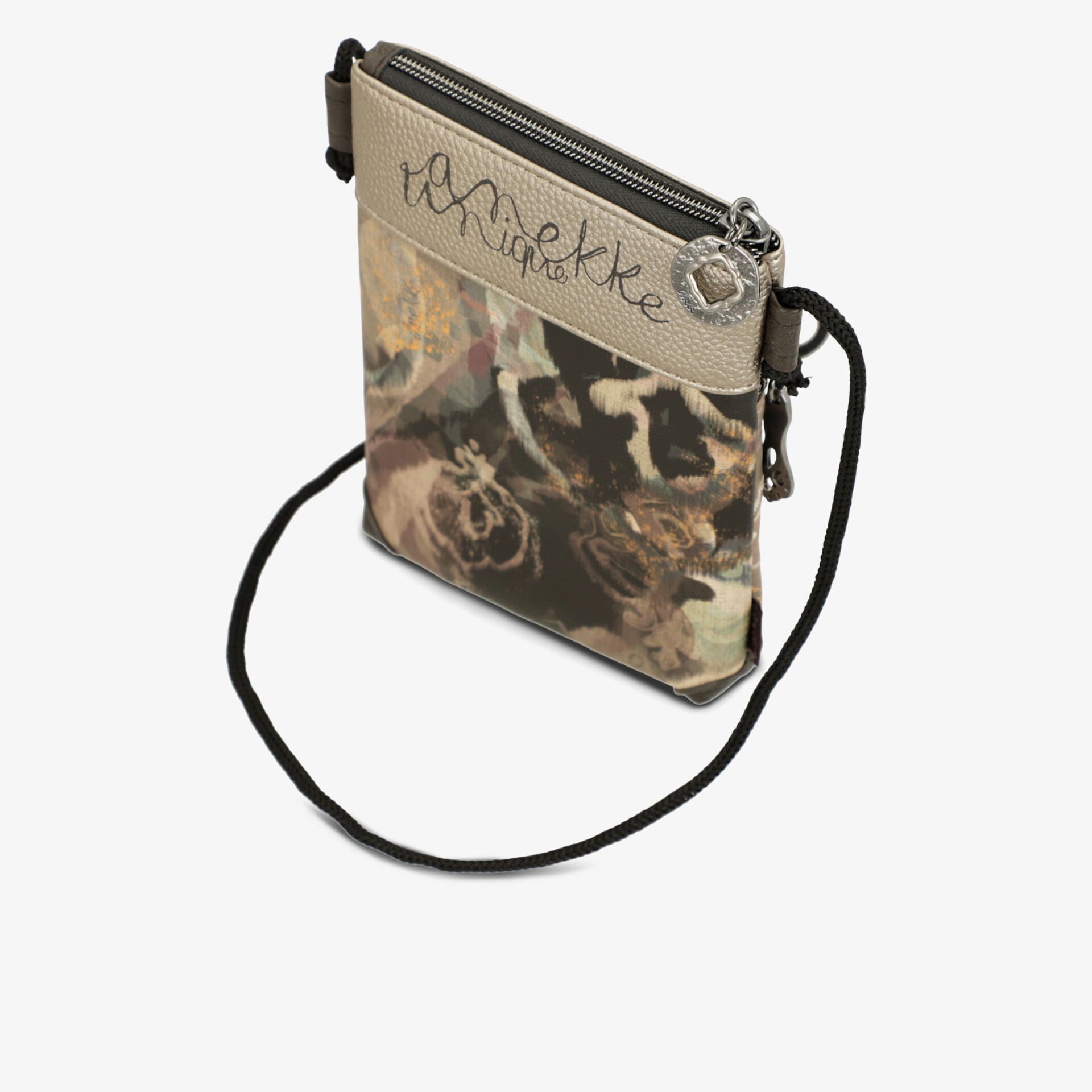 Kleine Umhängetasche mit floralem Muster, praktischem Reißverschluss und verstellbarem Trageriemen