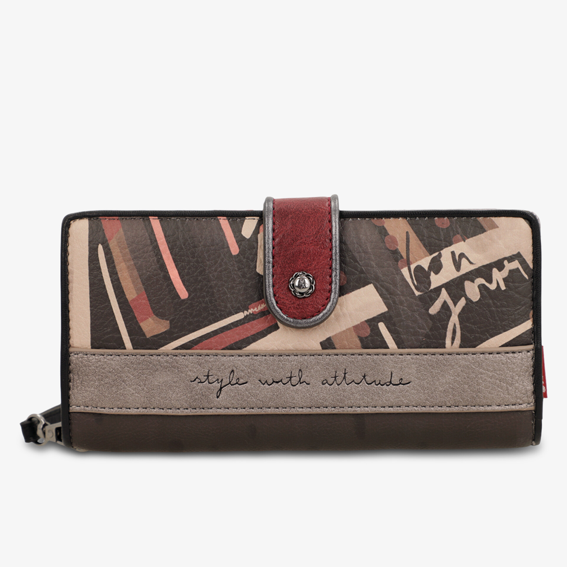 Stylische Geldbörse mit auffälligem Muster und praktischem Reißverschluss in handlicher Größe für den Alltag