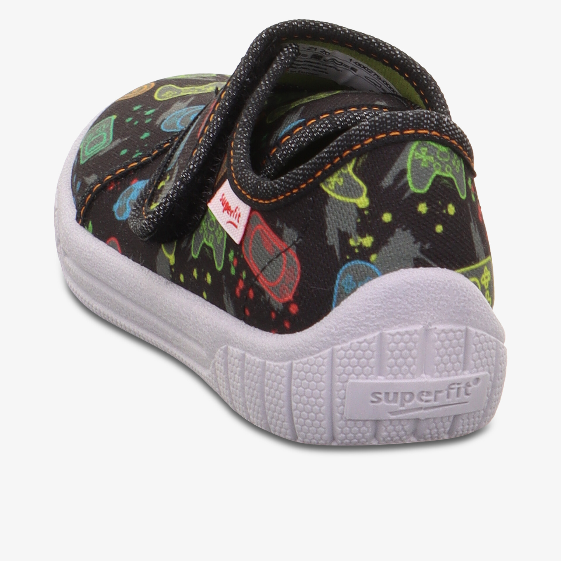 Robuster Kinderschuh mit buntem Muster und praktischem Klettverschluss für komfortables Tragen