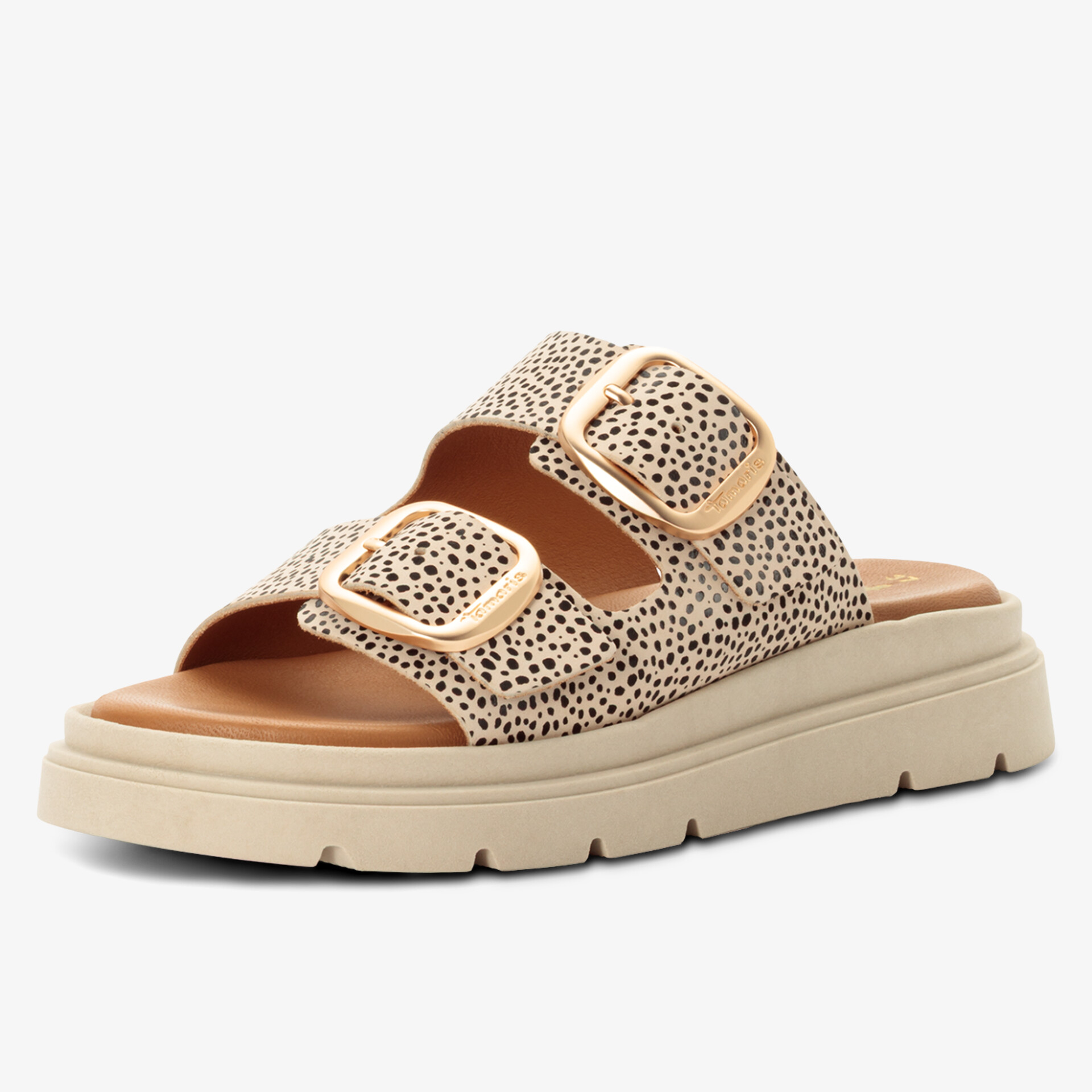 Stilvolle Sandale mit Leopardenmuster und verstellbaren Schnallen - perfekt für jeden Anlass.