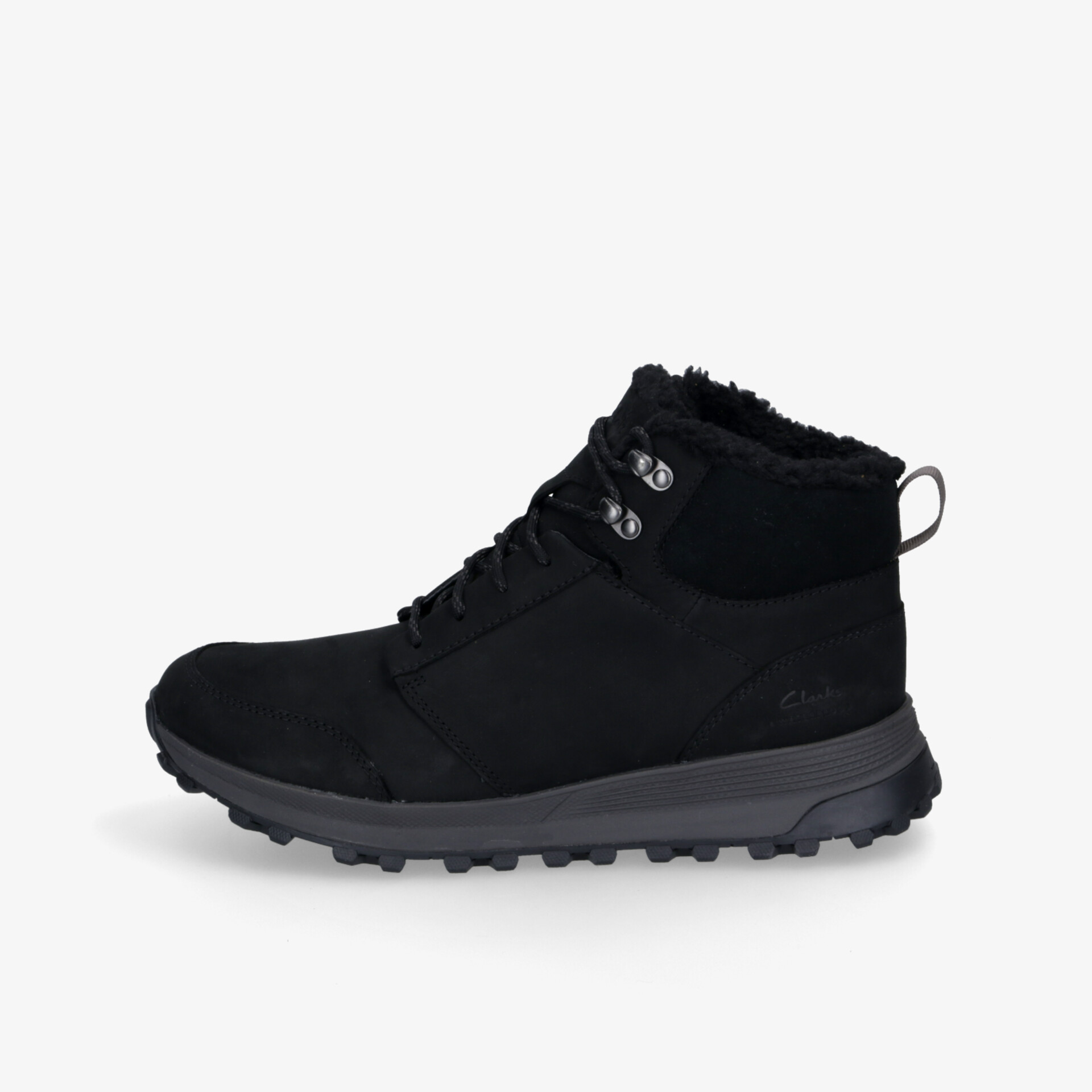 Schwarzer Outdoor-Stiefel mit warmem Innenfutter und rutschfester Sohle für optimalen Komfort und Schutz