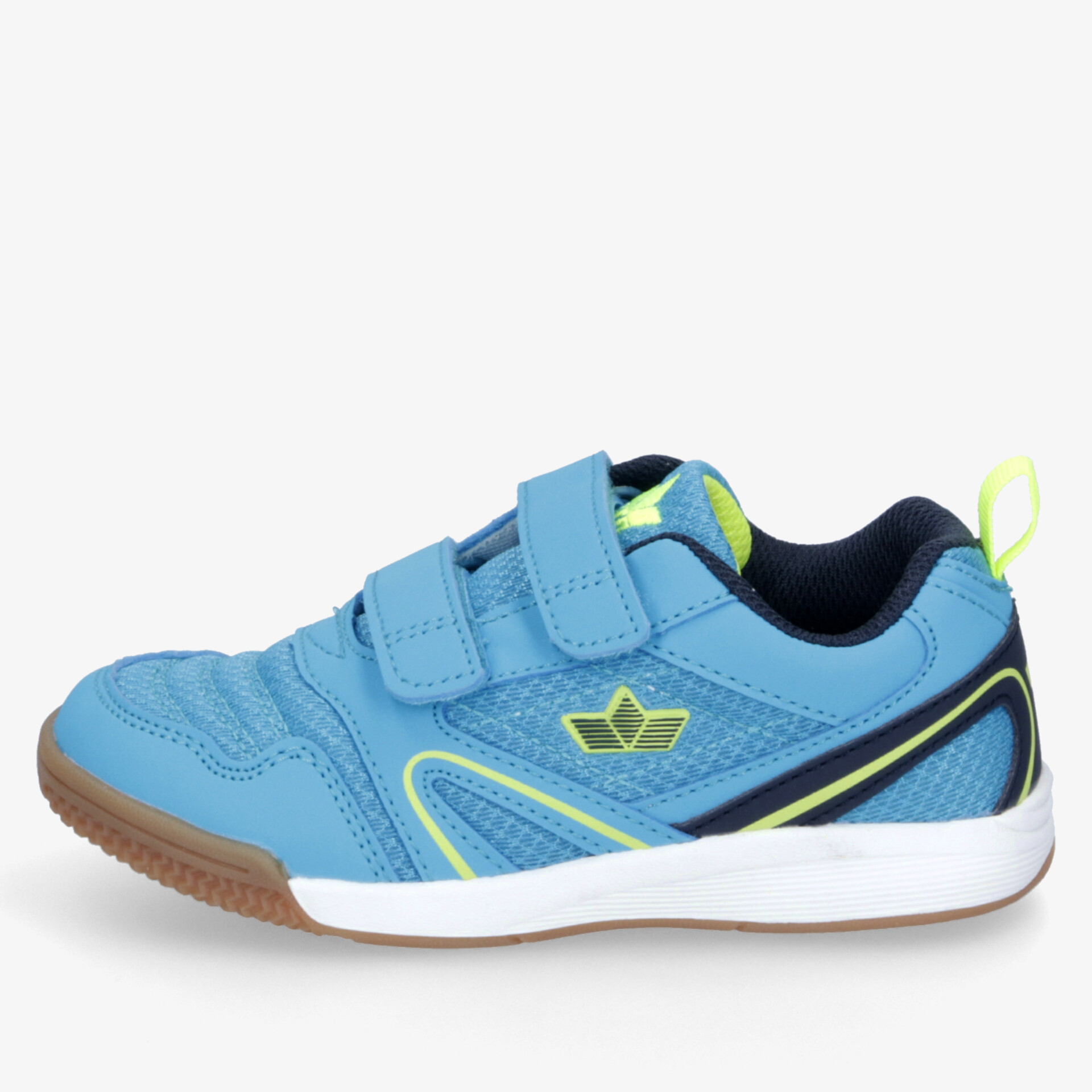 Blauer sportlicher Schuh mit zwei Klettverschlüssen, rutschfester Sohle und bequemer Passform